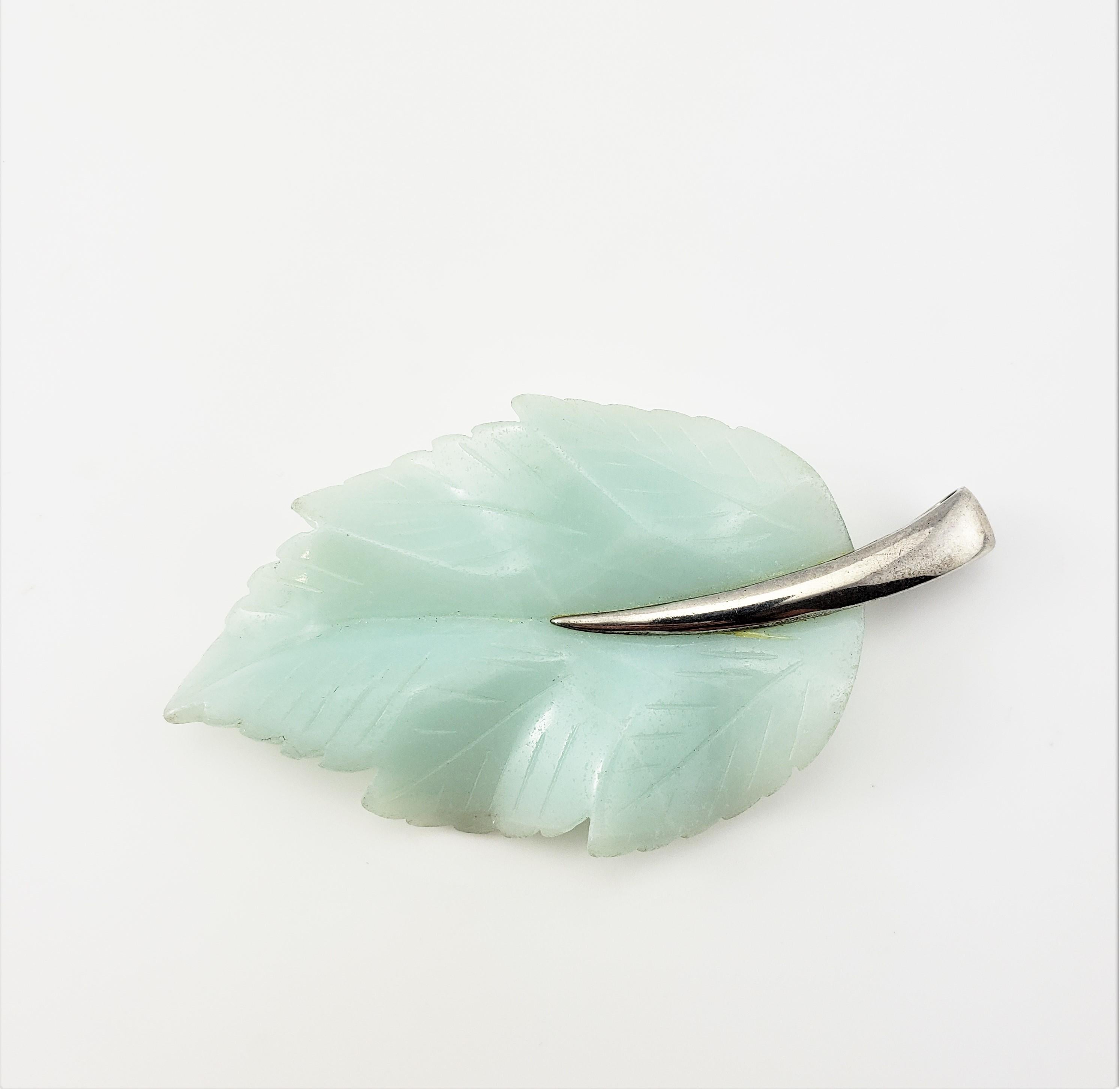 Vintage Sterling Silver Large Jade Leaf Pendant-

This lovely leaf pendant is crafted in beautifully detailed jade and sterling silver.

Size: 2 7/8 inches x 1 5/8 inches; Jade: 2 3/8 inches x 1 5/8 inches; 6 mm thick

Bale opening: 5 mm

Weight: