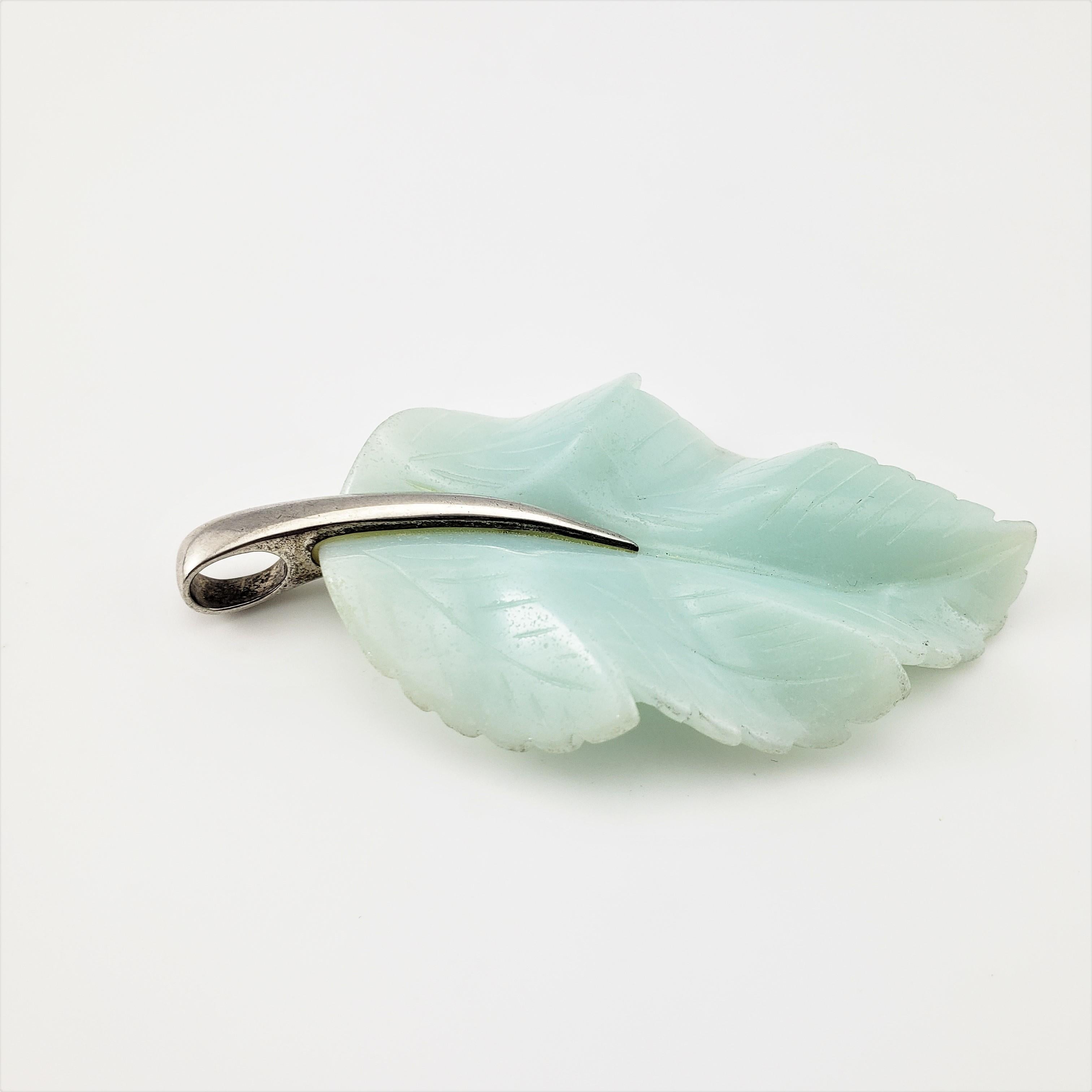 Sterling Silver Large Jade Leaf Pendant 1