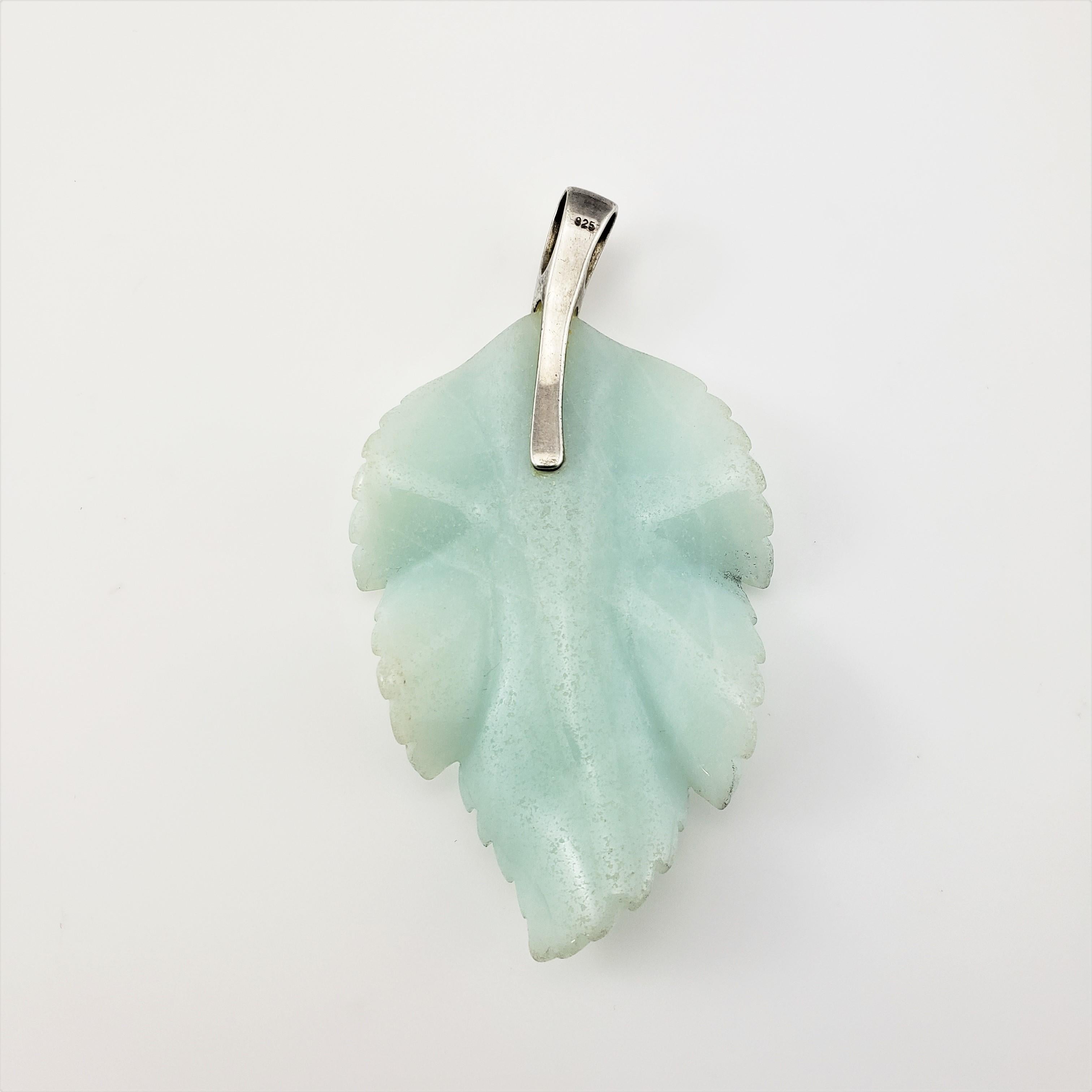 Sterling Silver Large Jade Leaf Pendant 2
