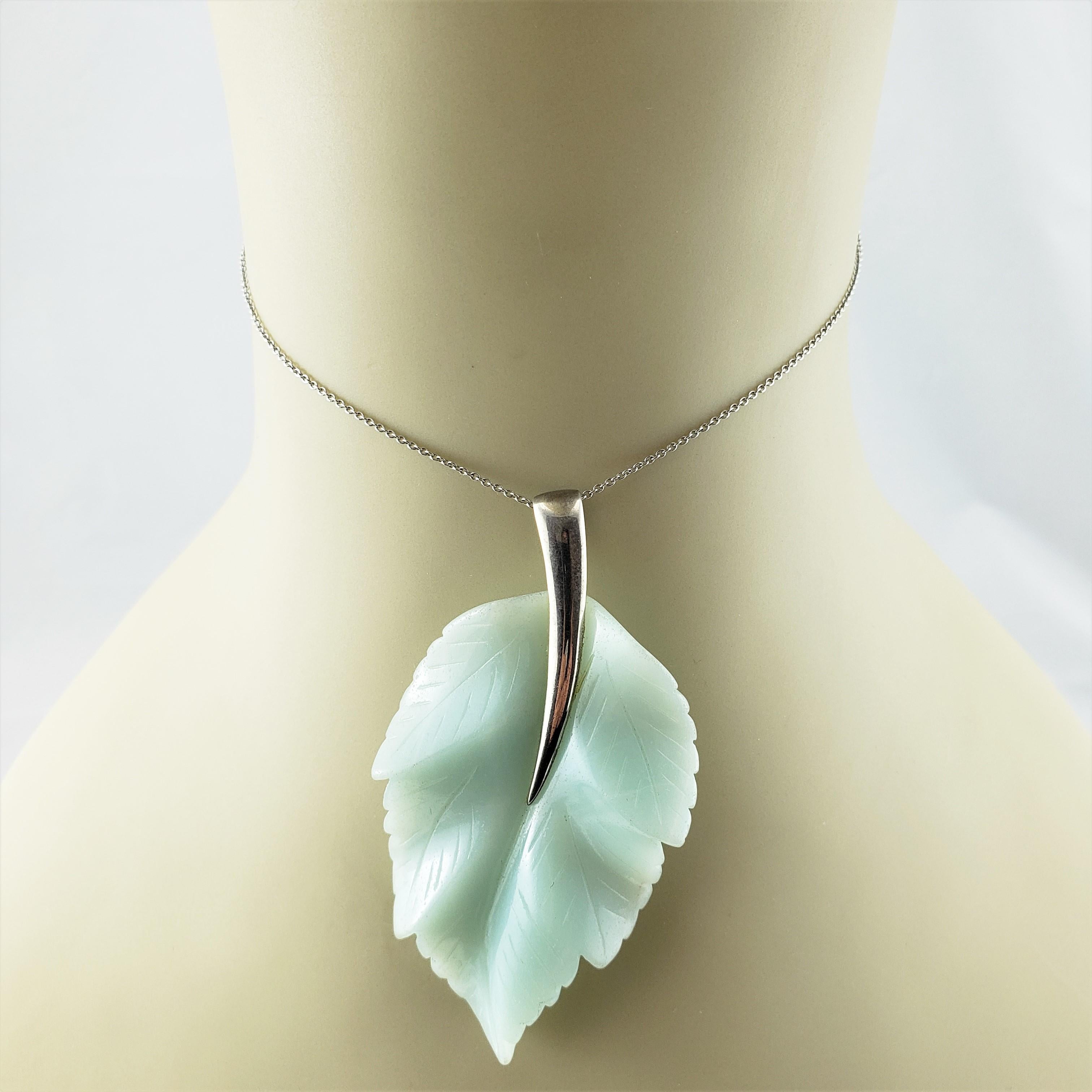 Sterling Silver Large Jade Leaf Pendant 3