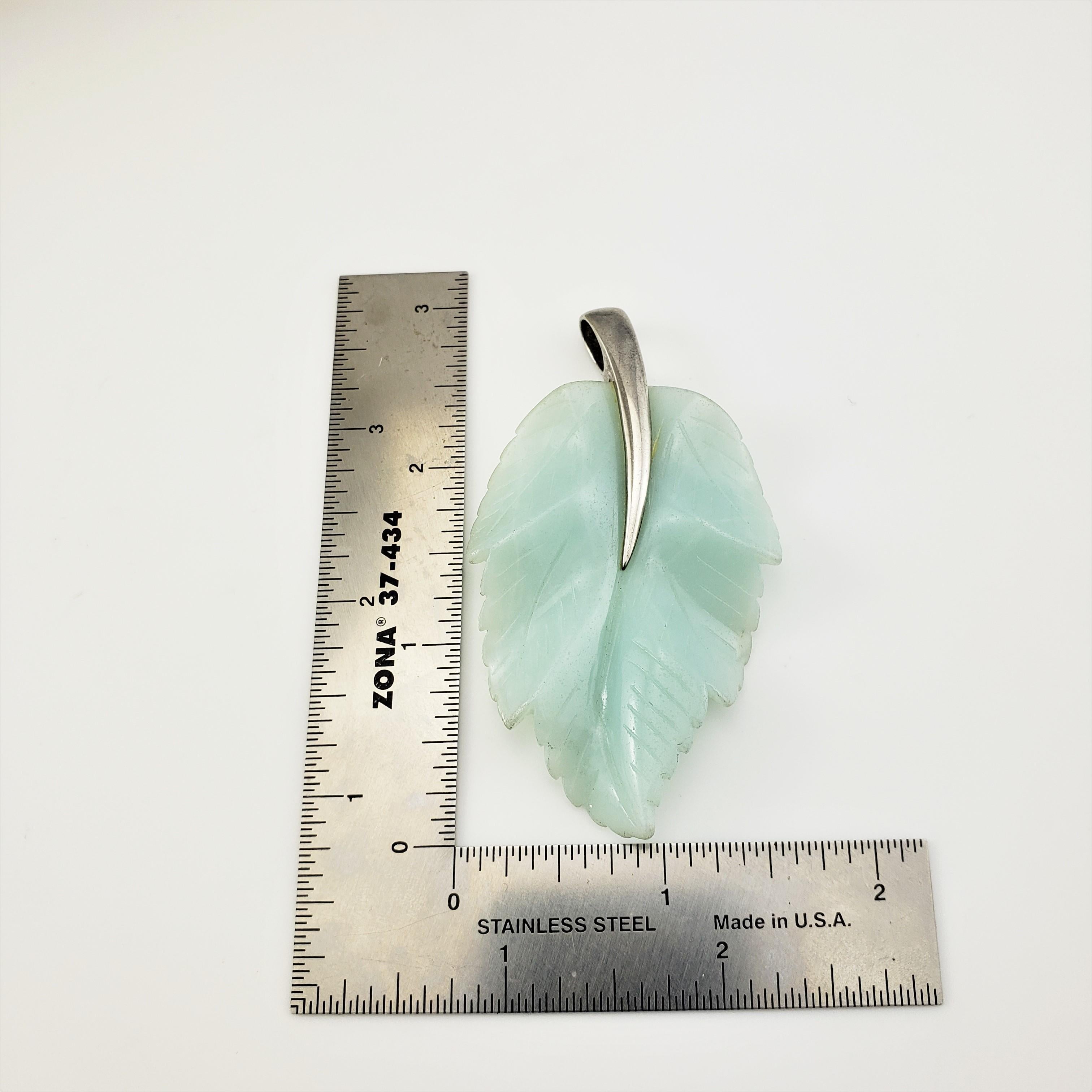 Sterling Silver Large Jade Leaf Pendant 5