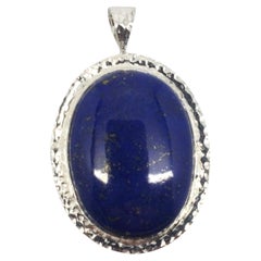 Sterling Silver Large Oval Lapis Lazuli Pendant #21221