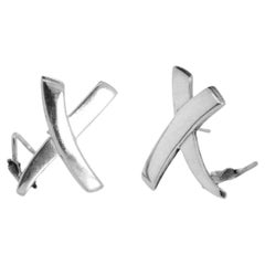 Sterling Silver Largest Size 'Kiss' earrings by Paloma Picasso for Tiffany & Co.