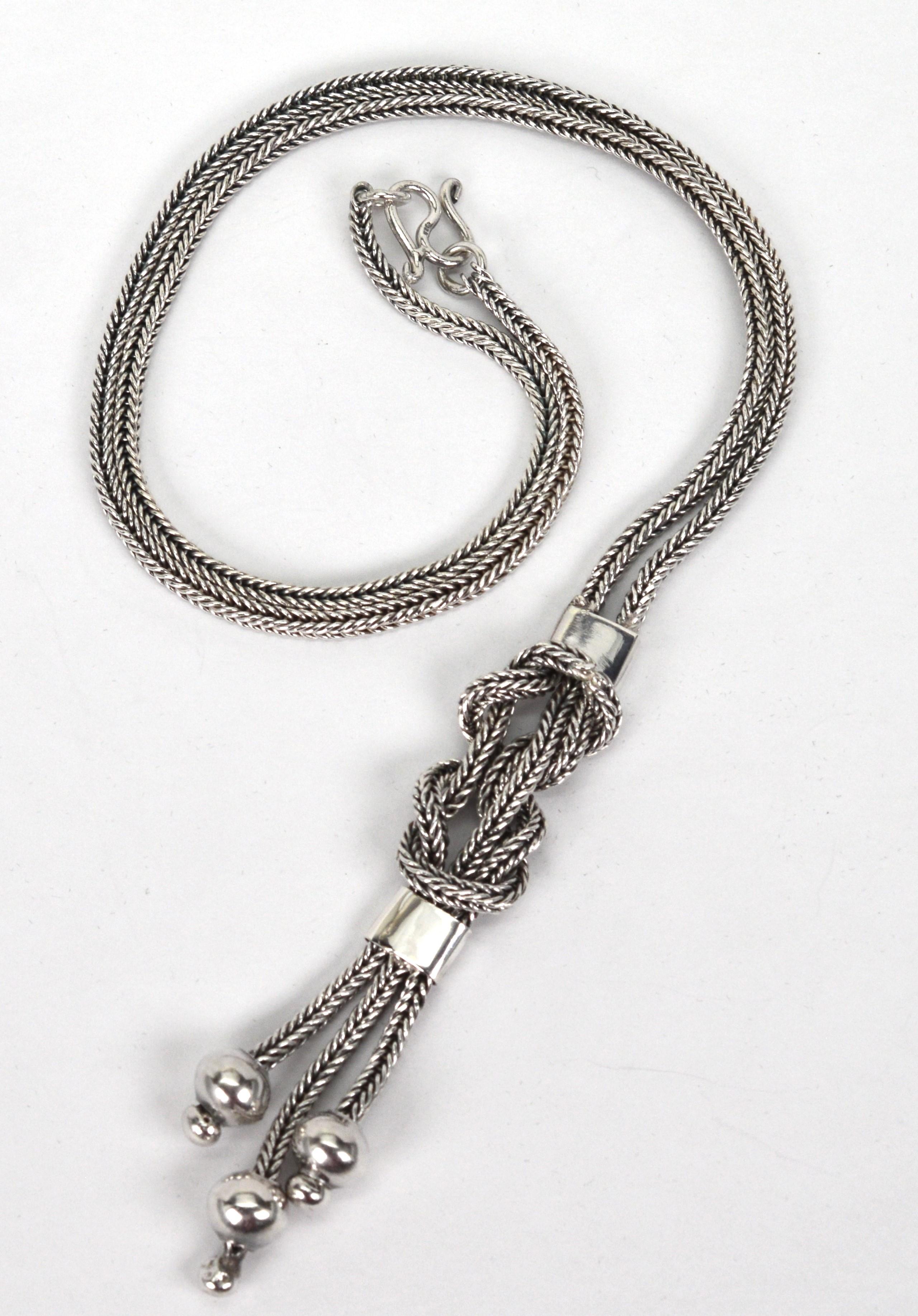 Donna Collana con nappe in argento Sterling Lariat Wheat Chain in vendita