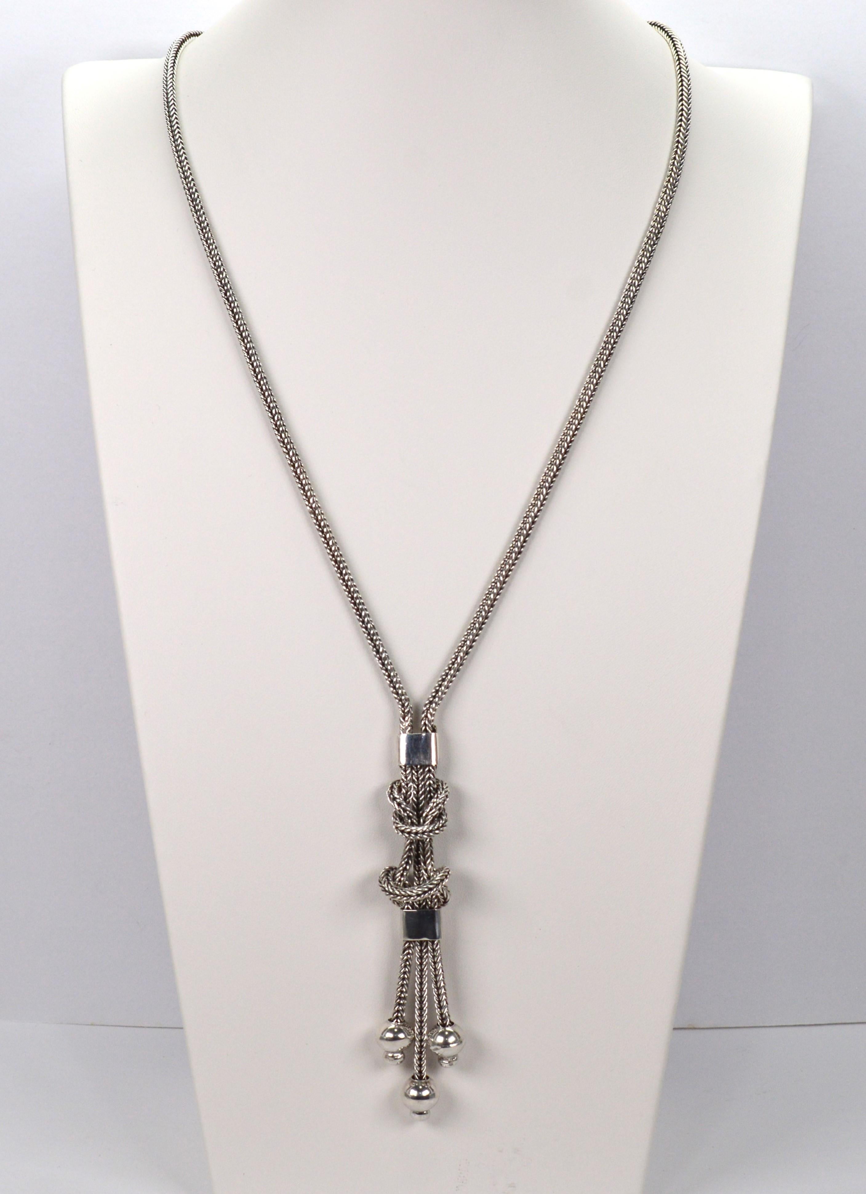 Collana con nappe in argento Sterling Lariat Wheat Chain in vendita 1