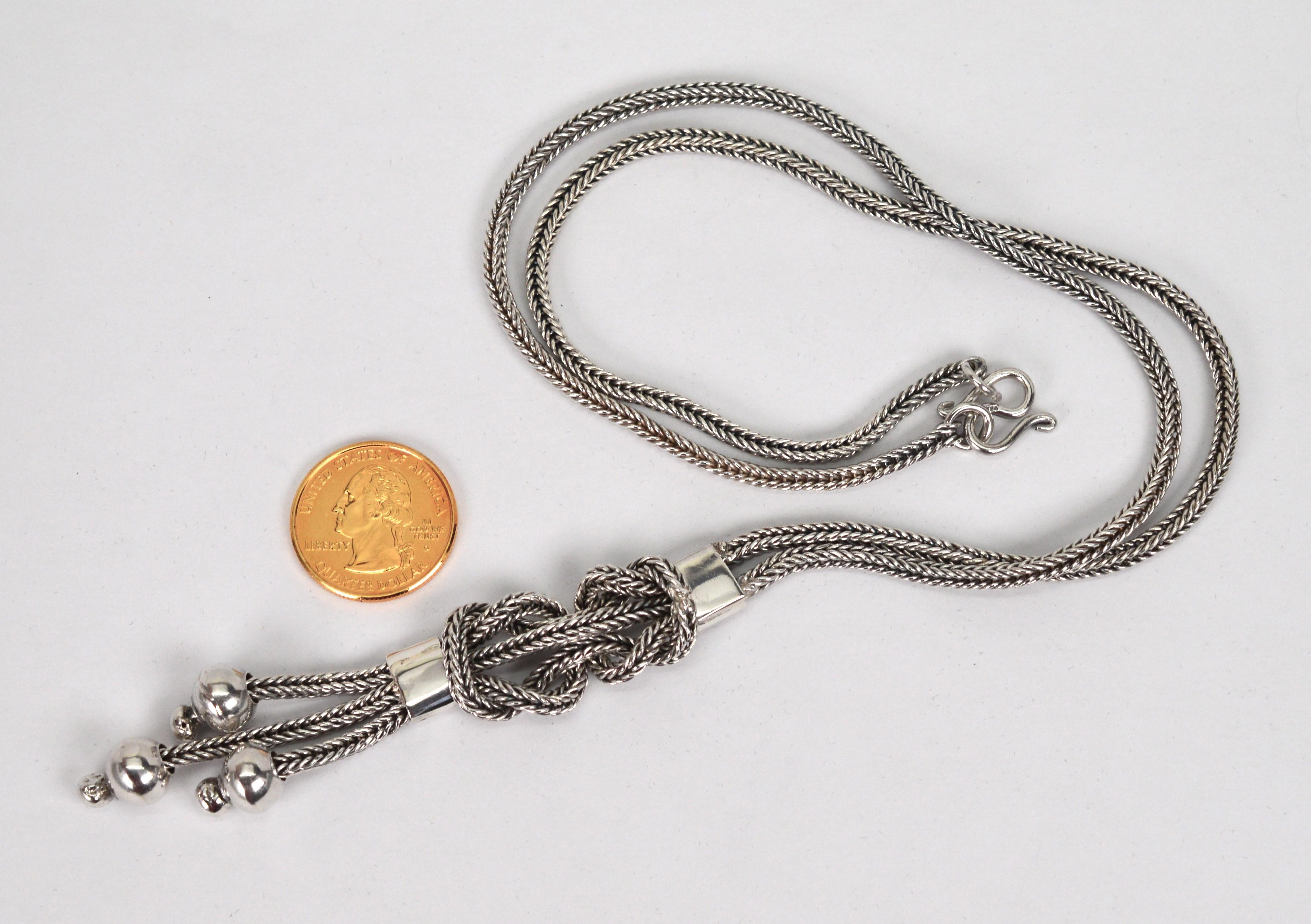 Collana con nappe in argento Sterling Lariat Wheat Chain in vendita 2