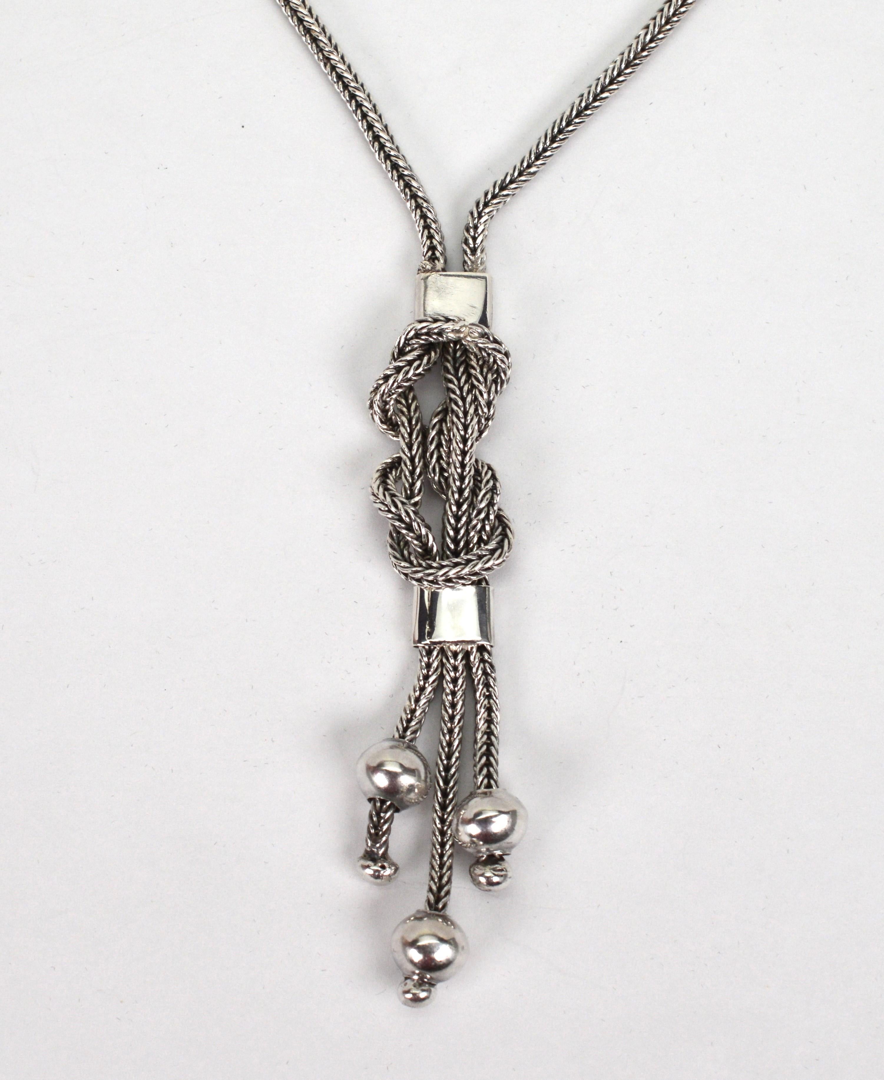 Collana con nappe in argento Sterling Lariat Wheat Chain in vendita 3