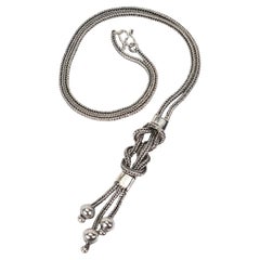Sterling Silber Lariat Weizenkette Quaste Halskette mit Quaste