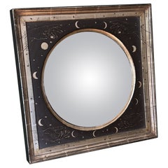 Sterling Silver Leaf Celestial Convex Verre Eglomise Mirror by Troy Stafford