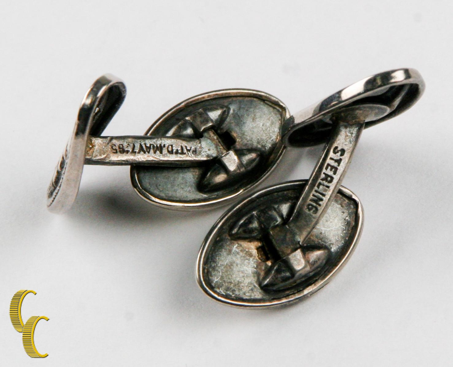 Art Nouveau Gemelli da polso con design a foglia in argento sterling in vendita