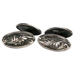 Sterling Silver Leaf Design Cufflinks