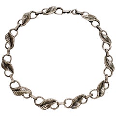 Vintage Sterling Silver Leaf Necklace
