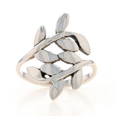 Sterling Silver Leafy Vine Statement Bypass Ring - 925 Botanical