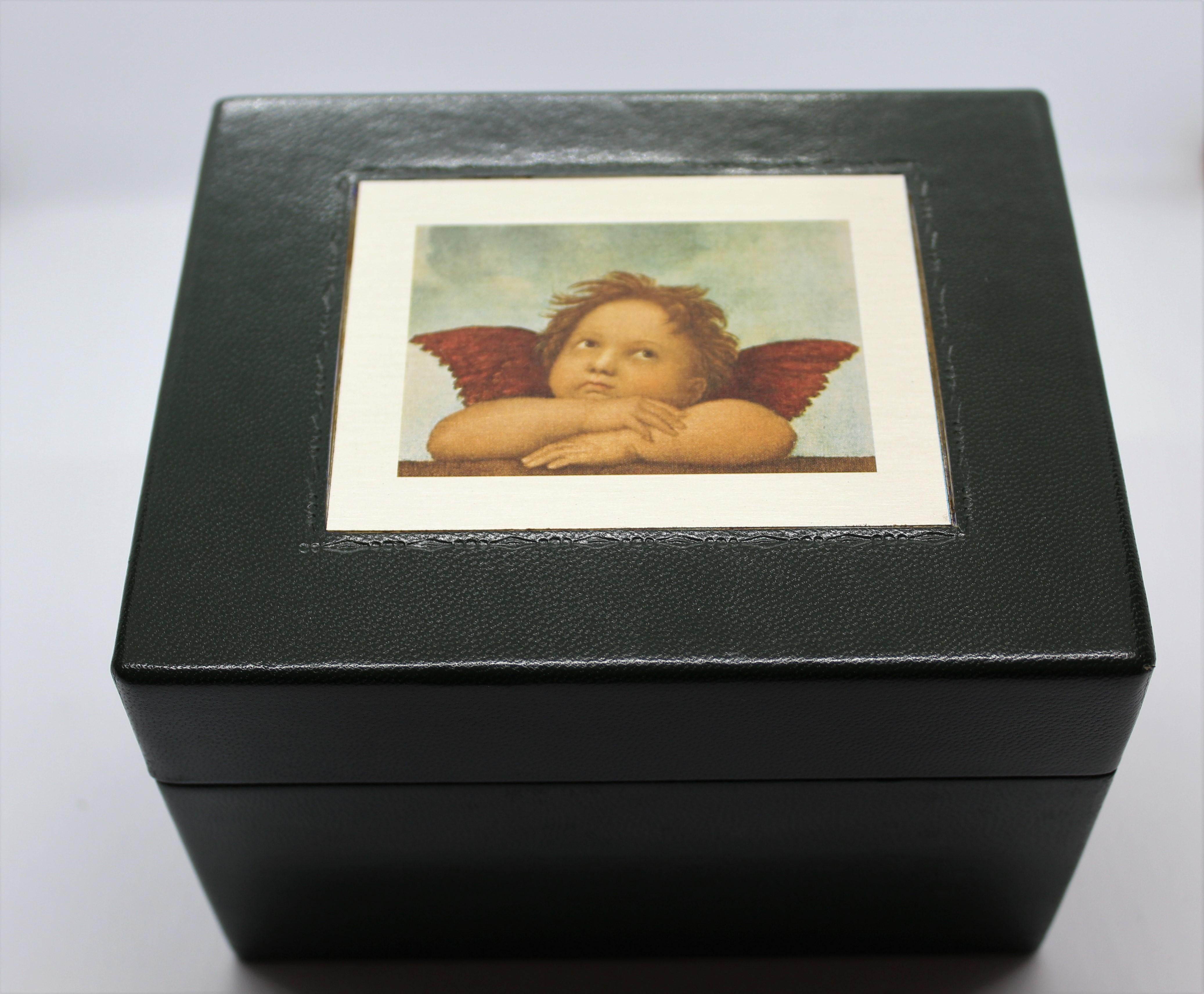 Sterling Silver, Leather, Document Box, Raphael, Green, Handcrafted, Italy For Sale 1
