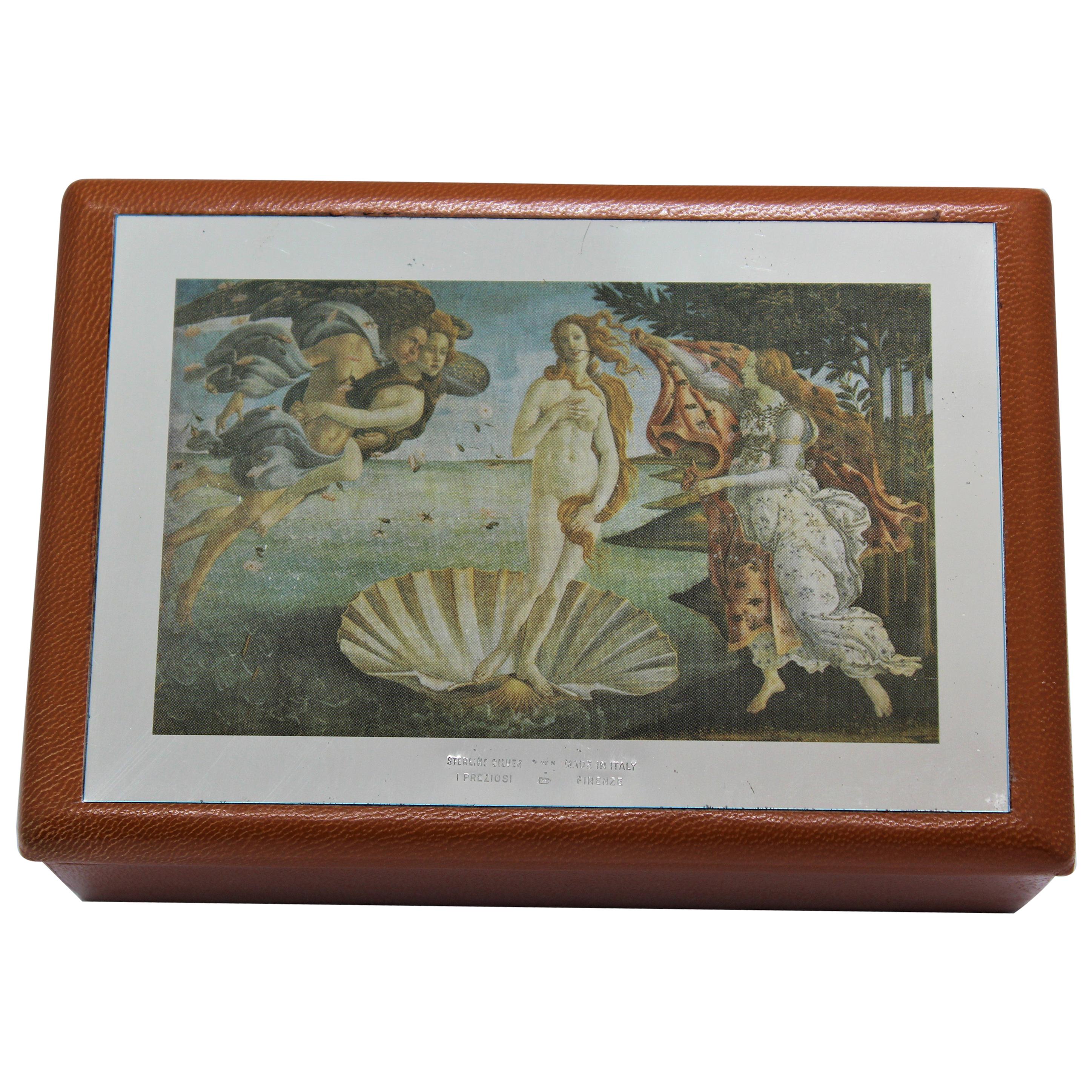 Sterling Silver, Leather, Jewelry Box, Botticelli, Handcrafted, Italy