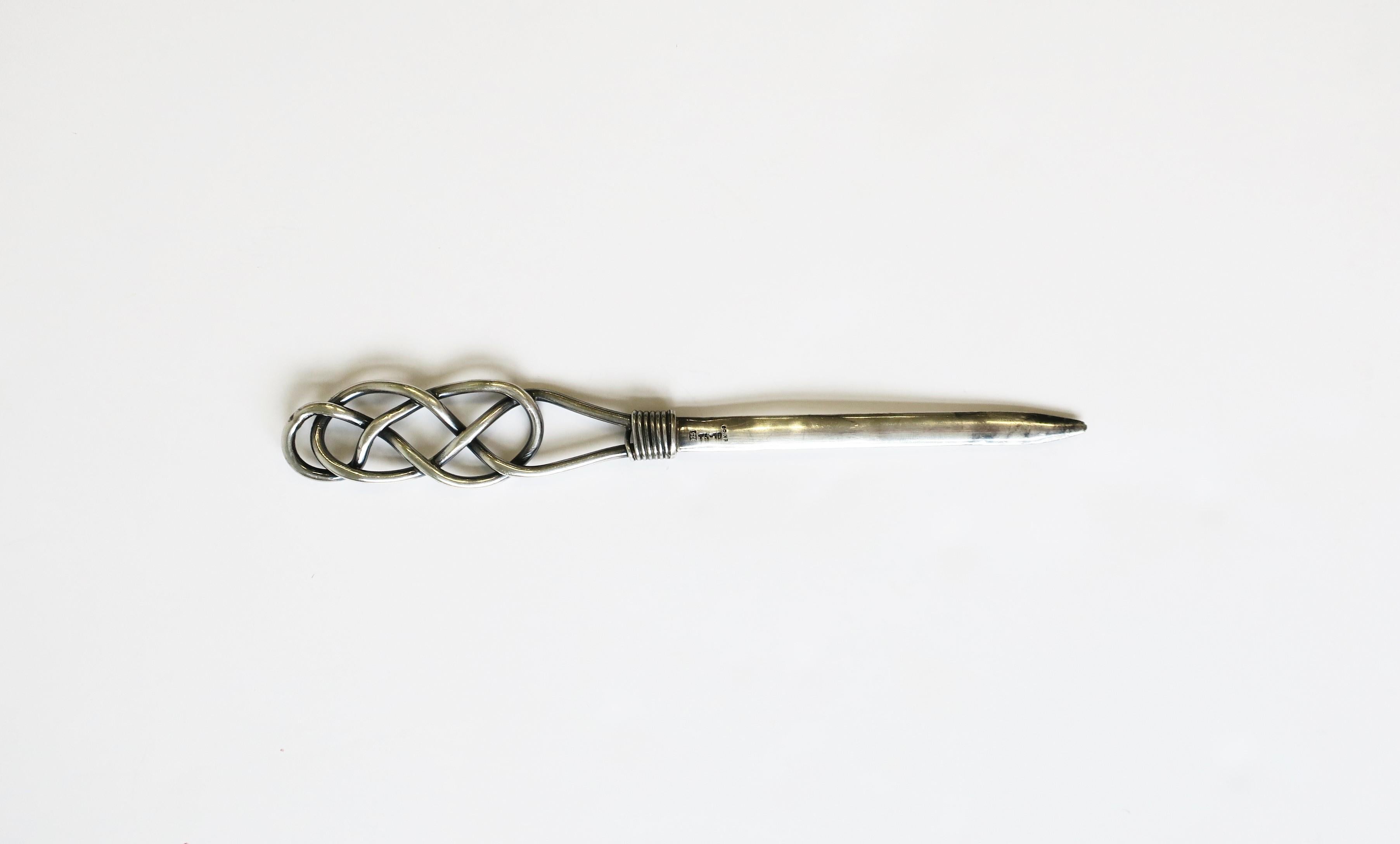 Sterling Silver Letter Opener with Braided Handle in the style of Hermes 6