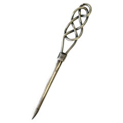 Coupe-papiers en argent sterling avec poignée tressée dans le style d'Hermès