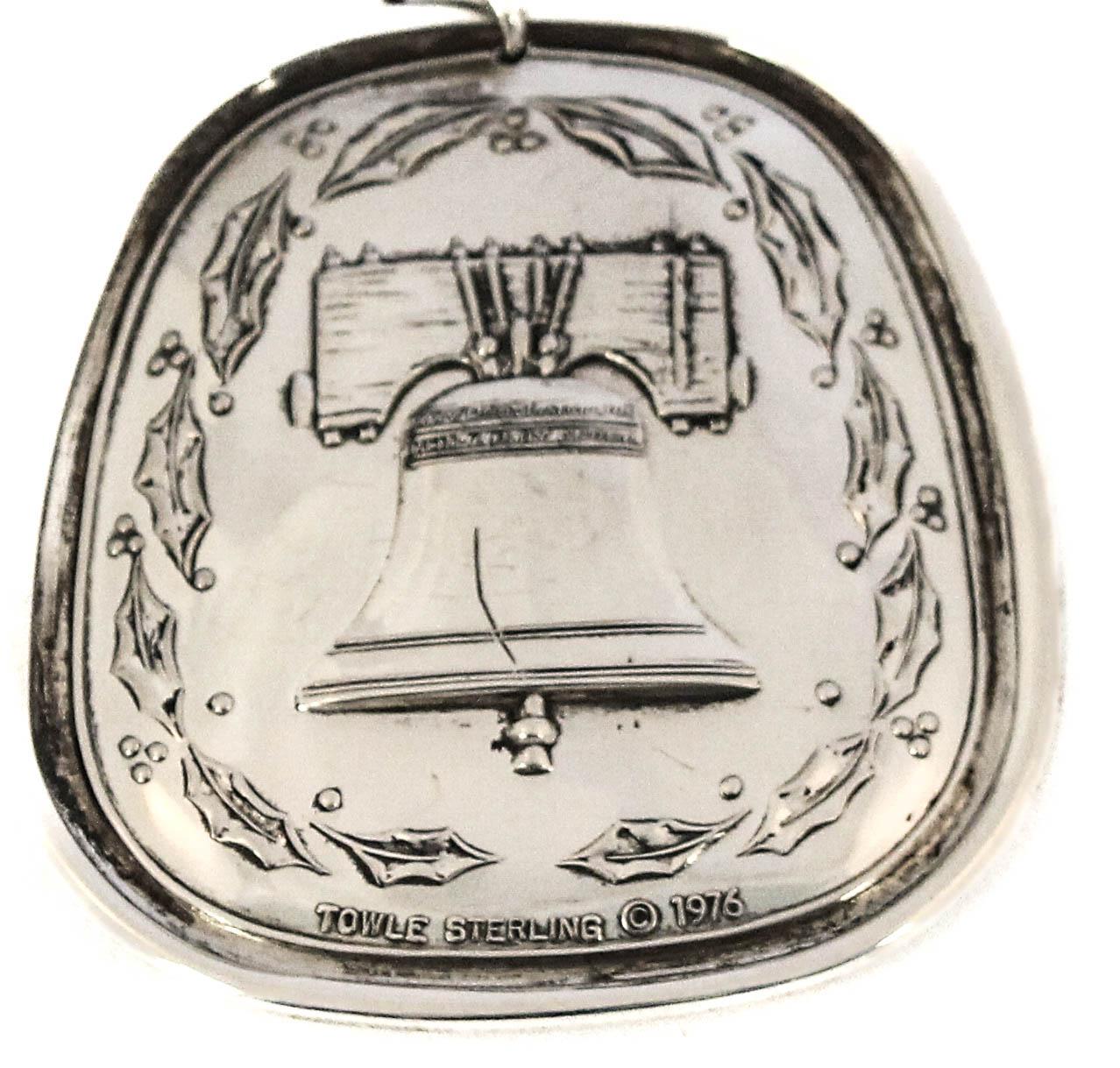 American Sterling Silver “Liberty Bell” Christmas Ornament For Sale