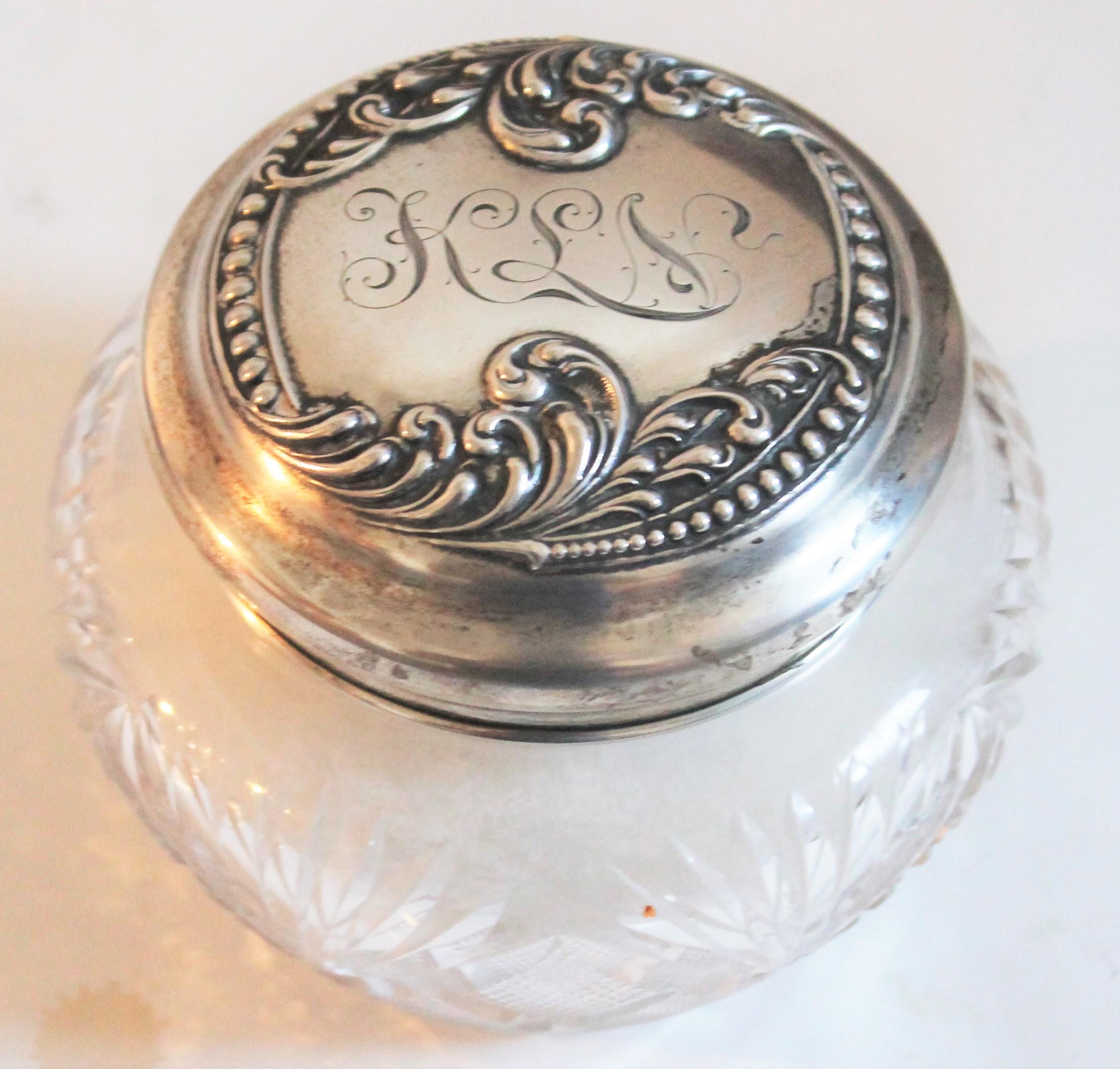 Sterling Silver Lided Powder Jars Collection of Five For Sale 1