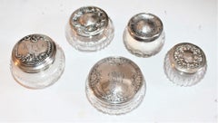 Sterling Silver Lided Powder Jars Collection of Five