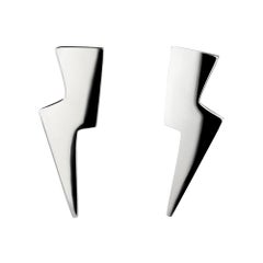 Sterling Silver Lightning Bolt Stud Earrings