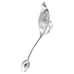 Cucchiaio in argento Sterling Lily of the Valley con dettaglio di foglie scultoree