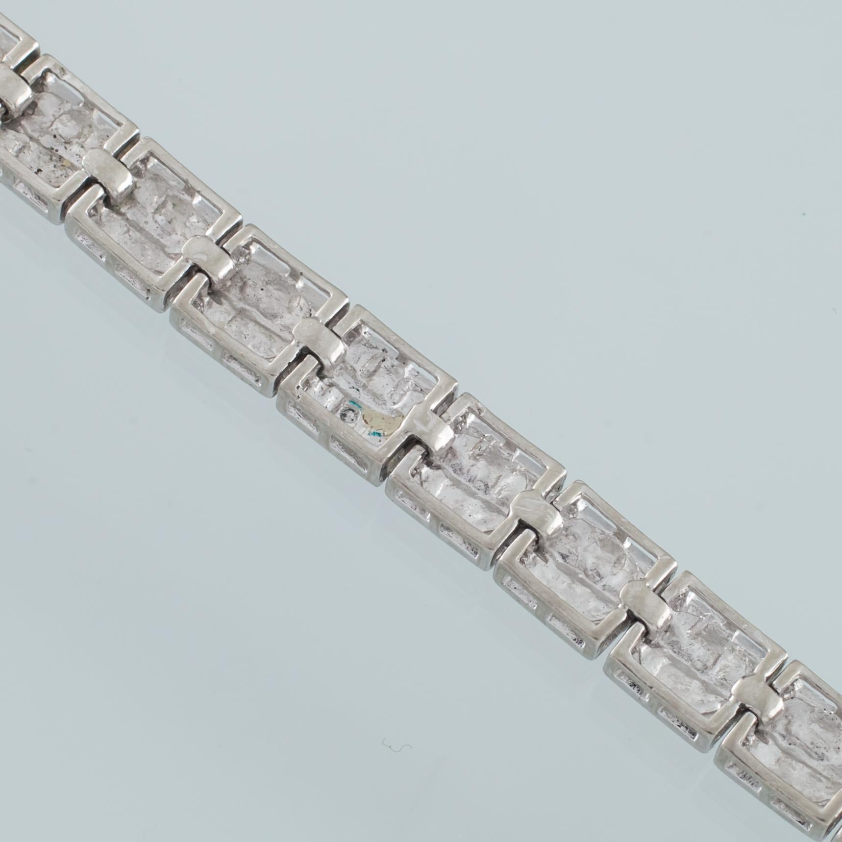 Femenino o masculino Pulsera de cadena de eslabones de plata de ley con cierre de inserción, tamaño 8,25 en venta