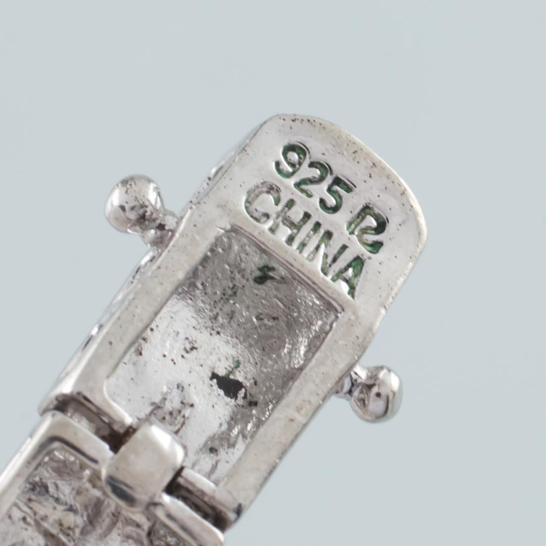 Pulsera de cadena de eslabones de plata de ley con cierre de inserción, tamaño 8,25 en venta 1