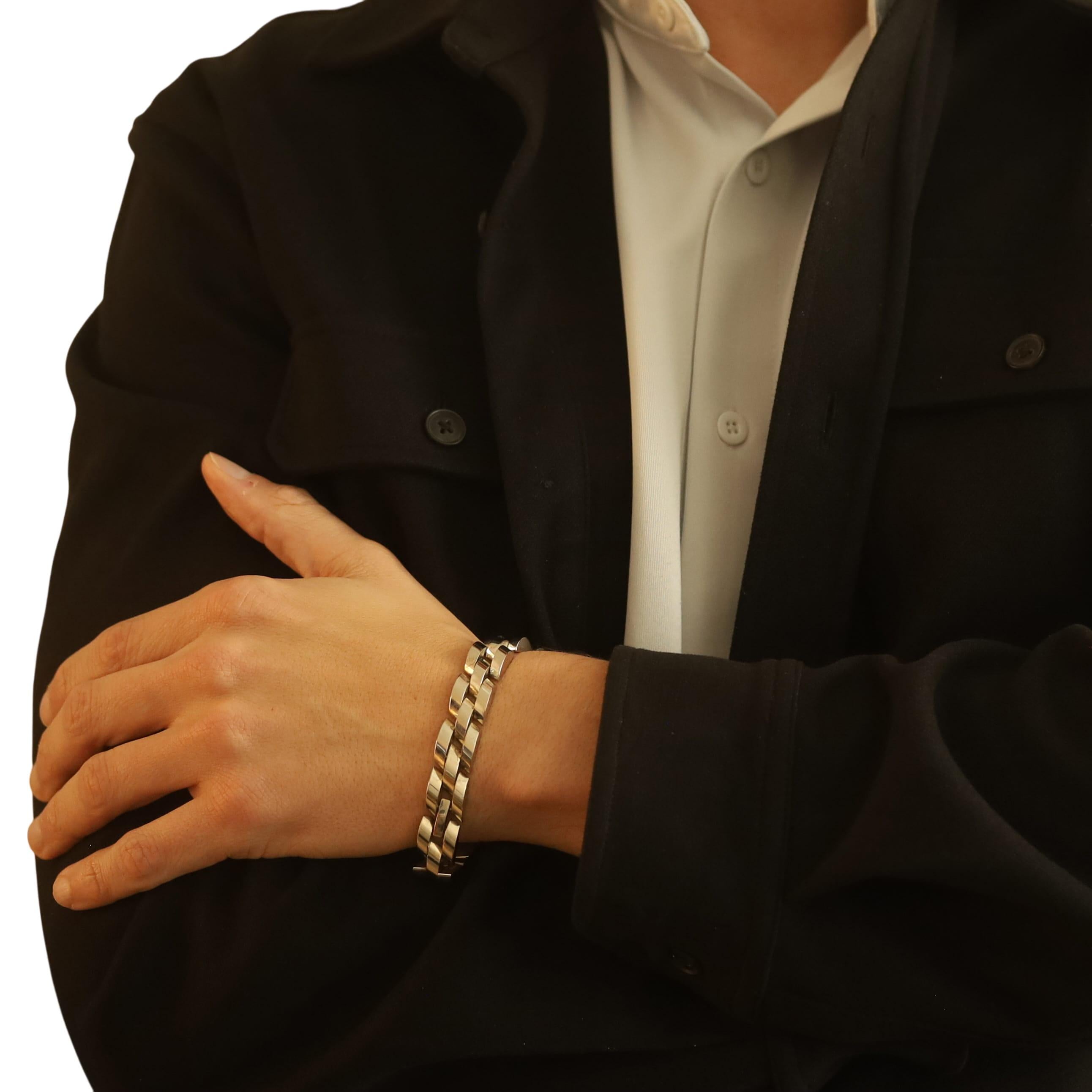 Sterling Silver Link Men's Bracelet 9