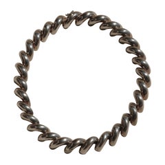 Sterling Silver Link Repousse Choker Necklace