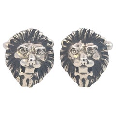 Sterling Silver Lion Cufflinks