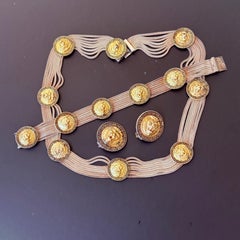 Sterling Silver Lion Enamel Choker Necklace Clip-on Earrings Bracelet