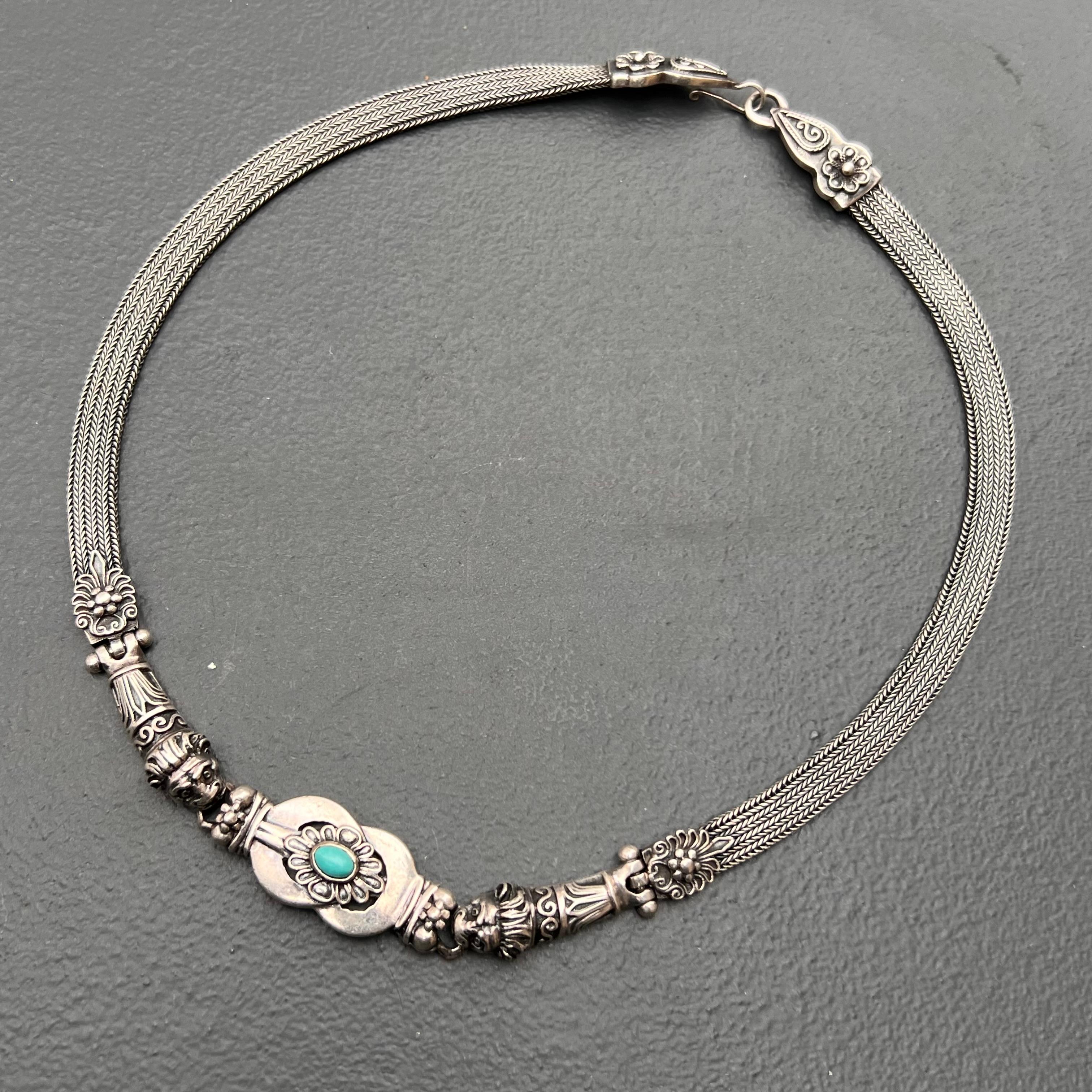 Sterling Silber Löwenkopf-Halsband  Halskette im Angebot 5