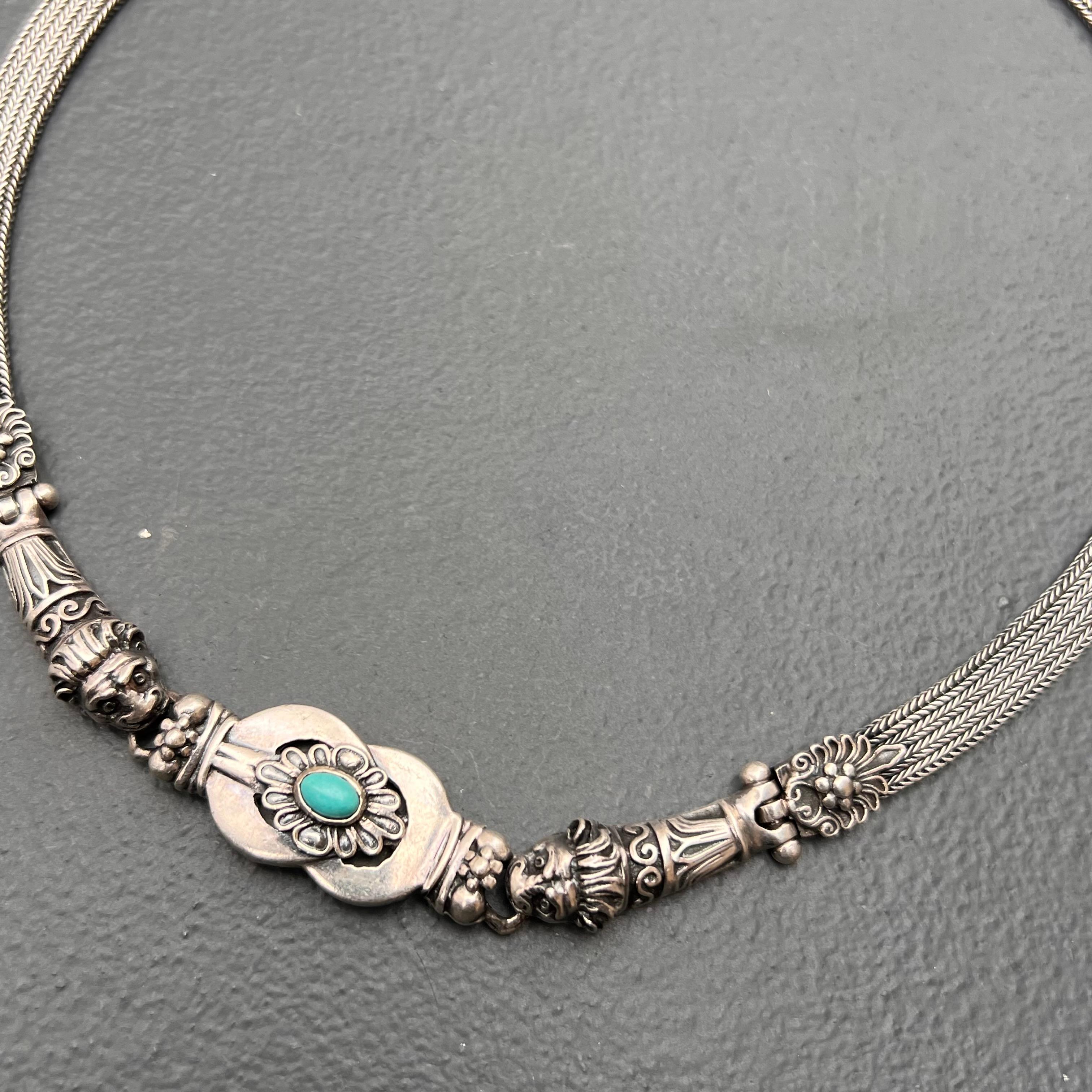 Sterling Silber Löwenkopf-Halsband  Halskette im Angebot 6
