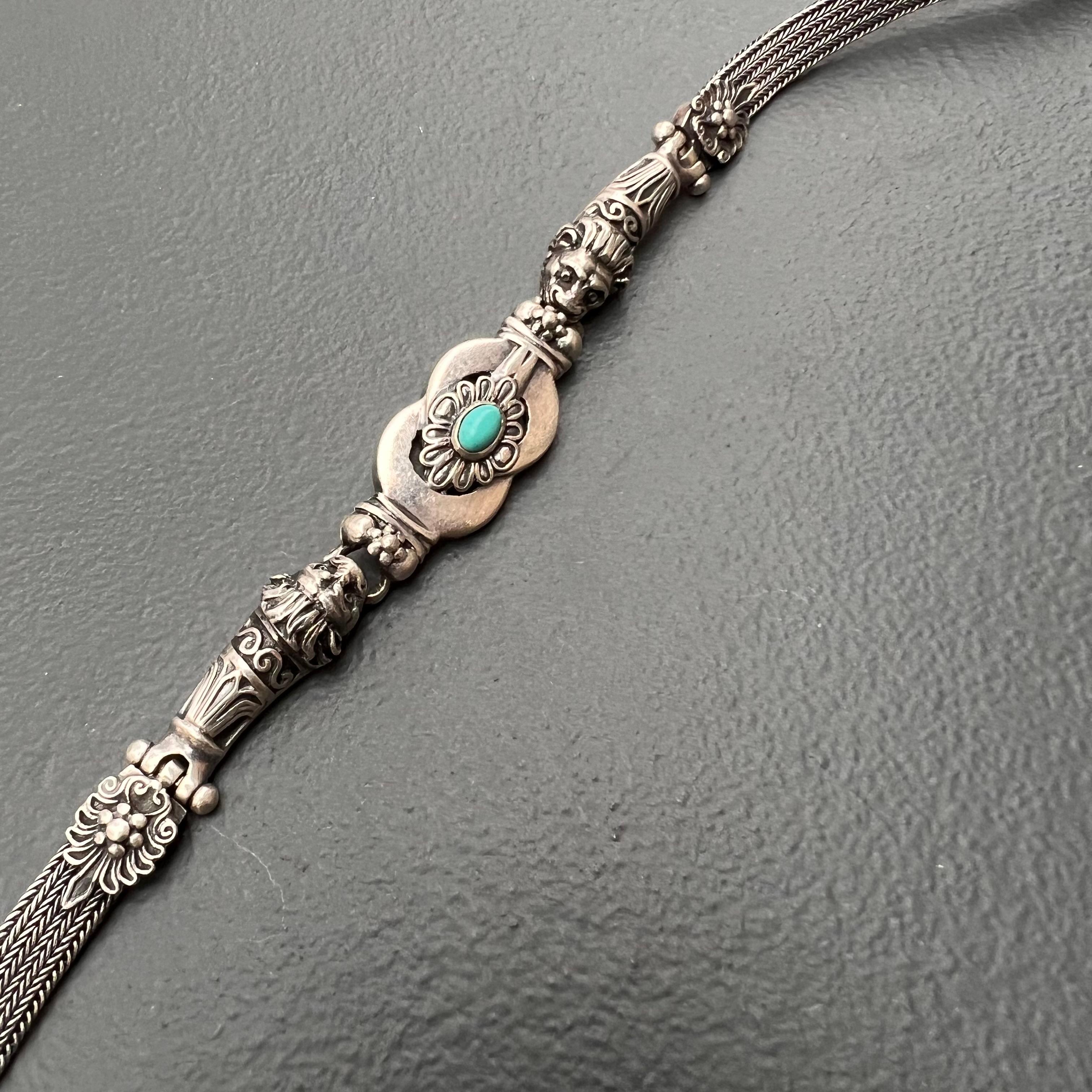 Sterling Silber Löwenkopf-Halsband  Halskette im Zustand „Gut“ im Angebot in Plainsboro, NJ