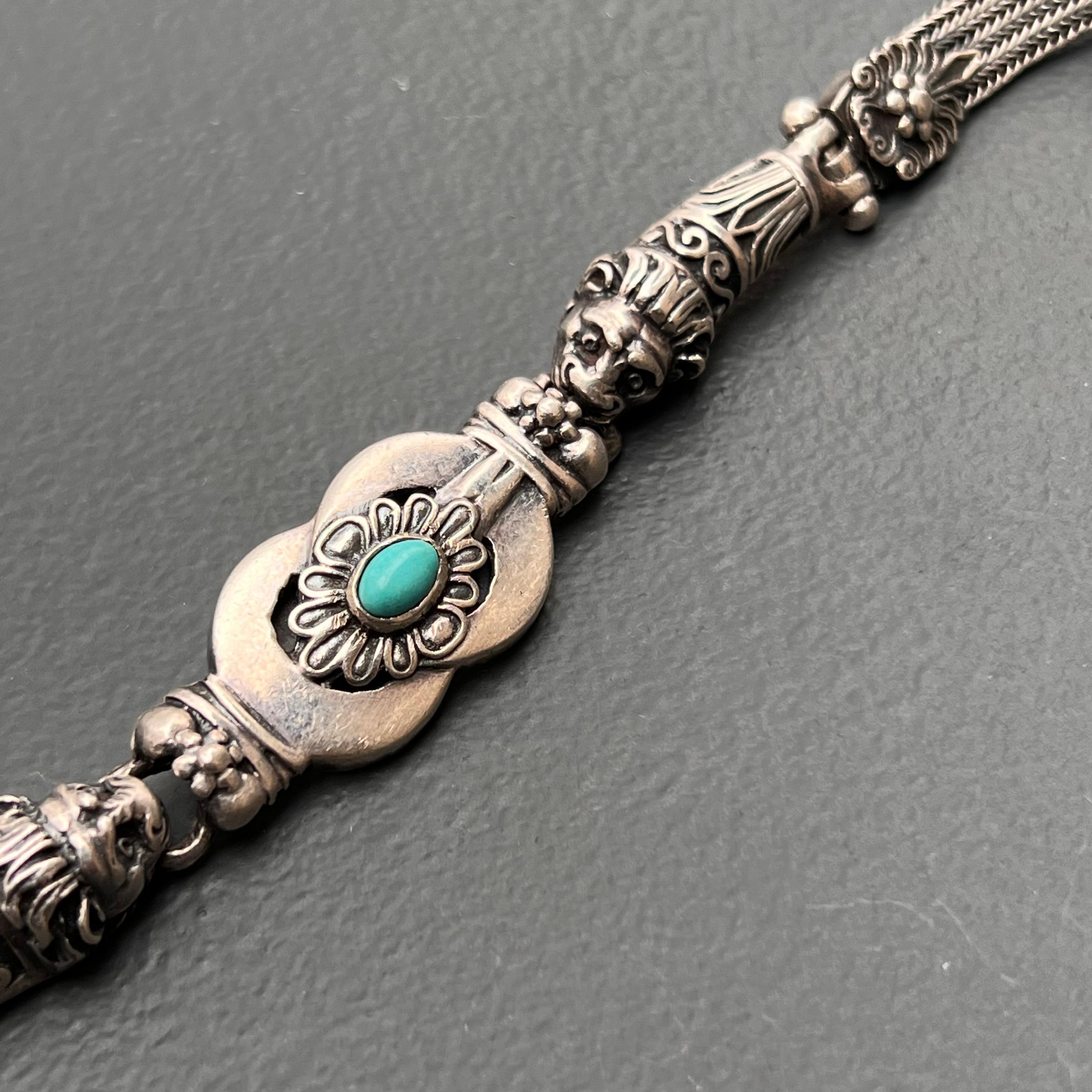 Sterling Silber Löwenkopf-Halsband  Halskette Damen im Angebot