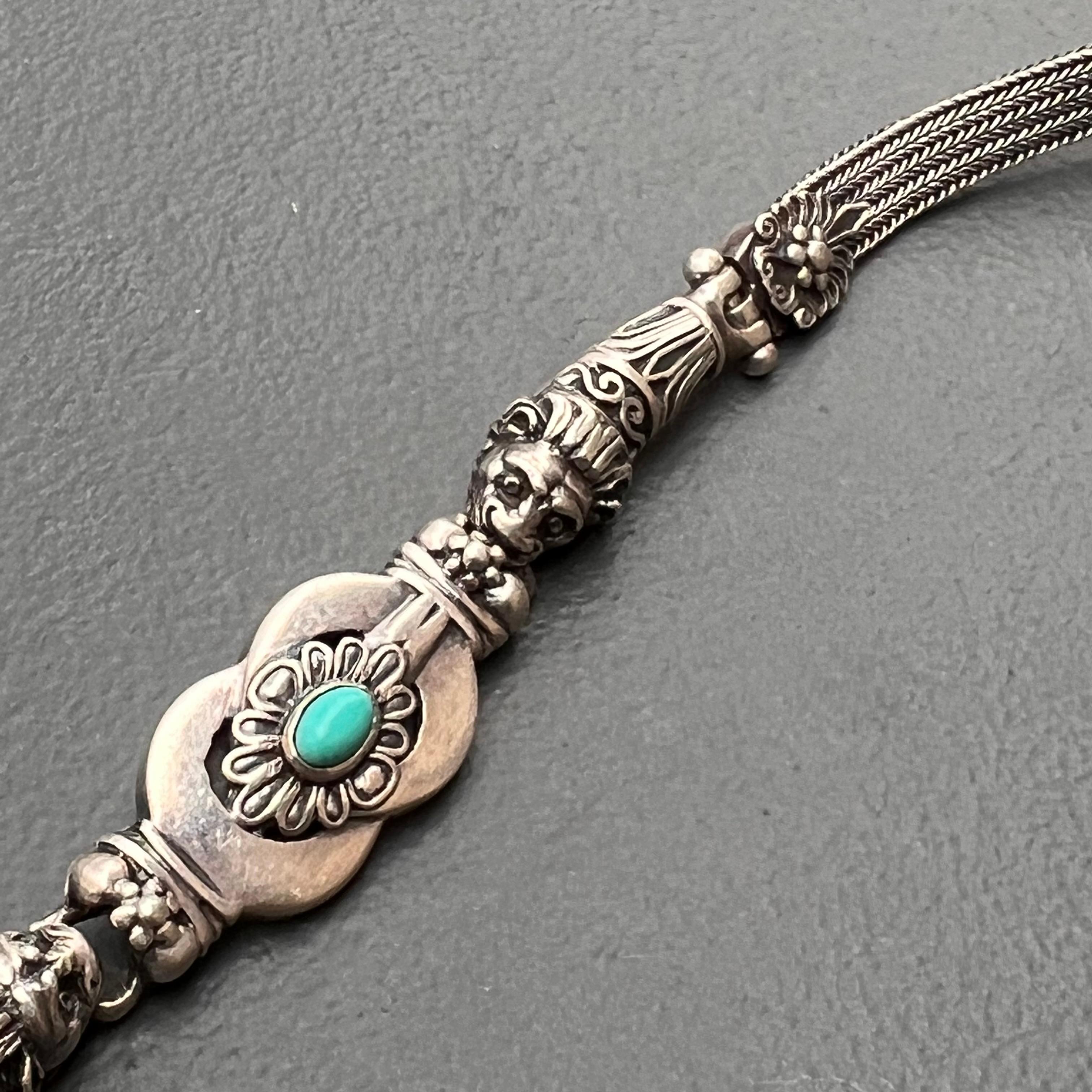 Sterling Silber Löwenkopf-Halsband  Halskette im Angebot 1
