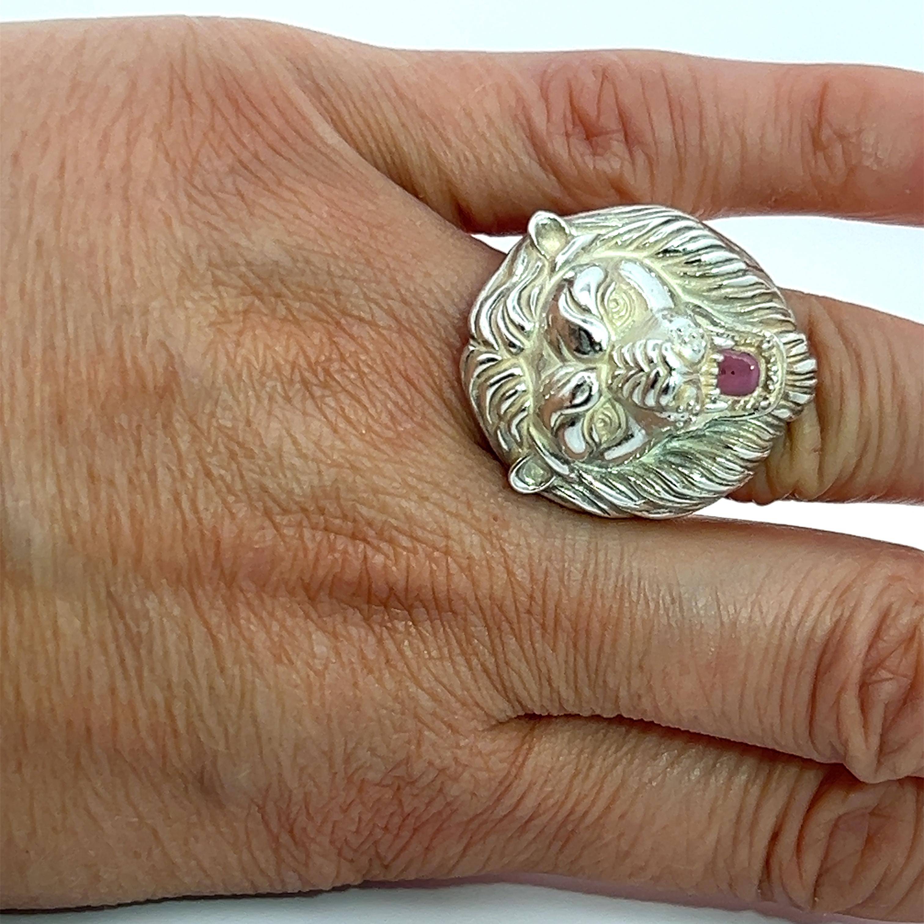 For Sale:  Sterling Silver Lion Men's Ring Size 10 2
