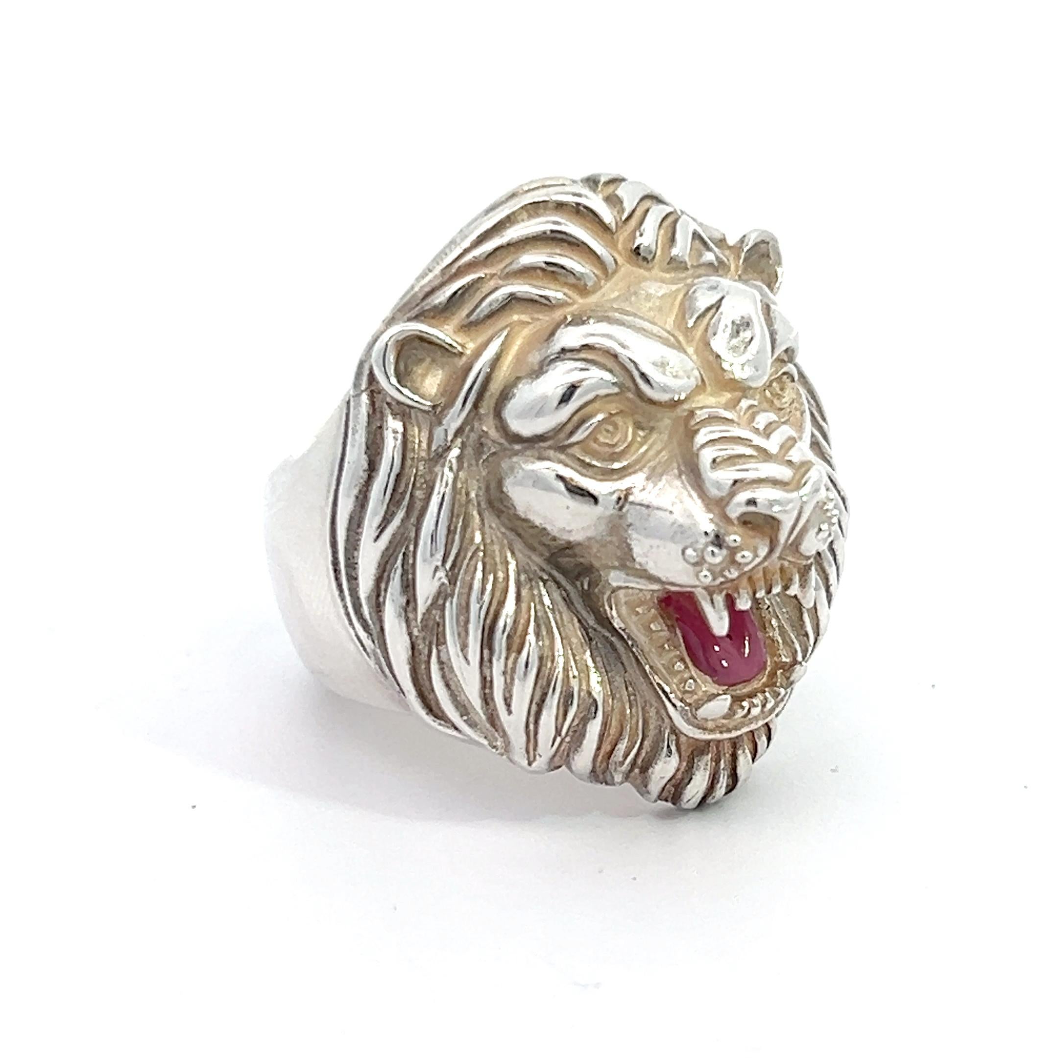 For Sale:  Sterling Silver Lion Men's Ring Size 10 5