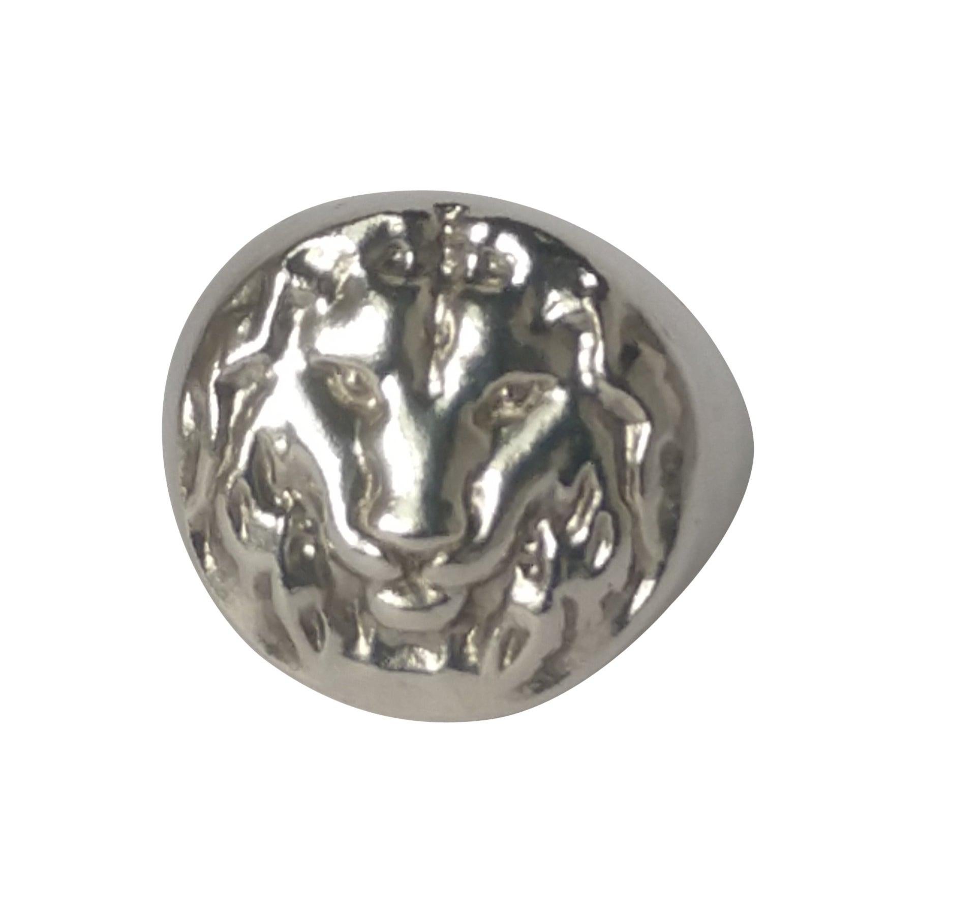 En vente :  Bague sigillaire en argent sterling représentant un lion judaïque 2
