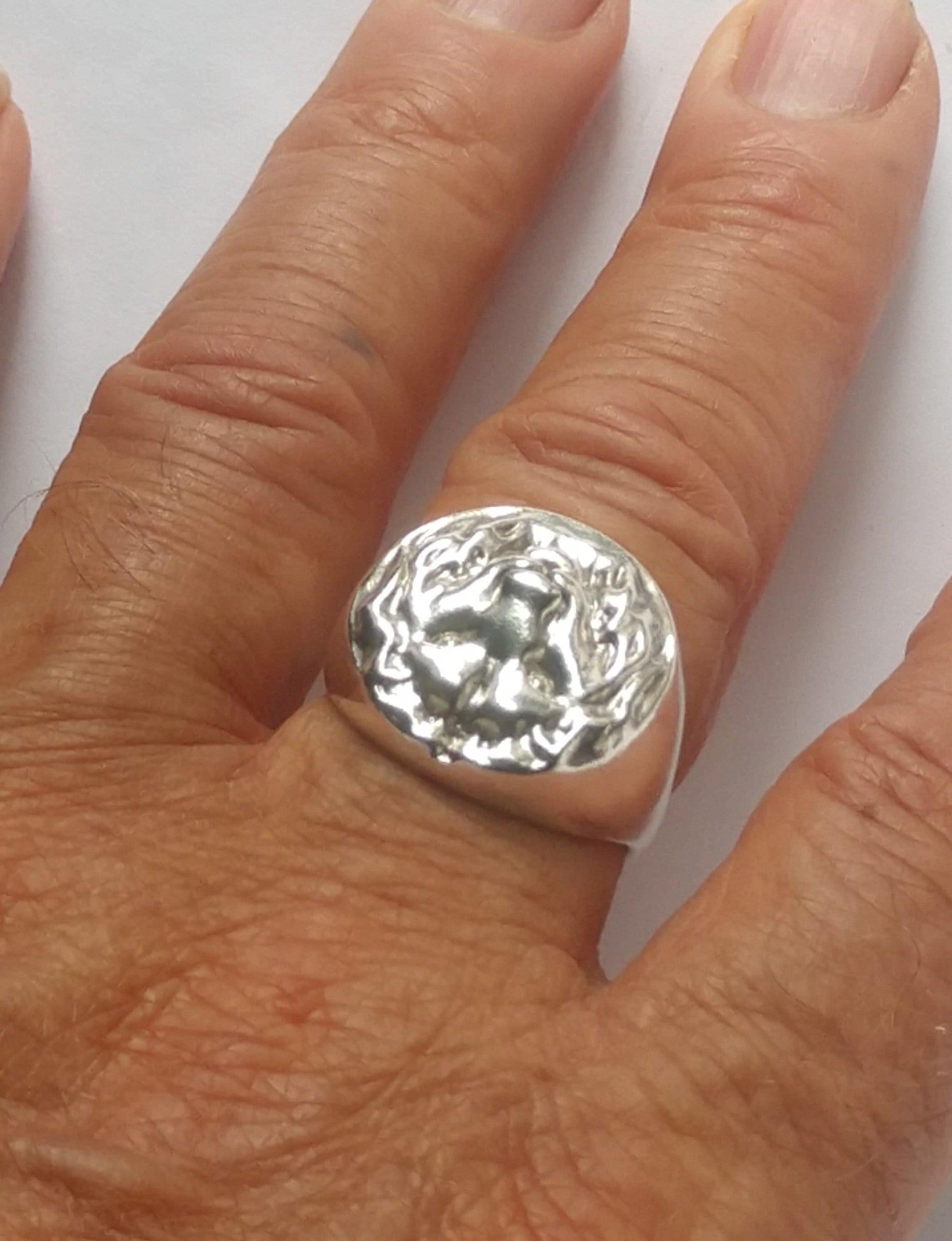 For Sale:  Sterling Silver Lion of Judah Signet Ring 5