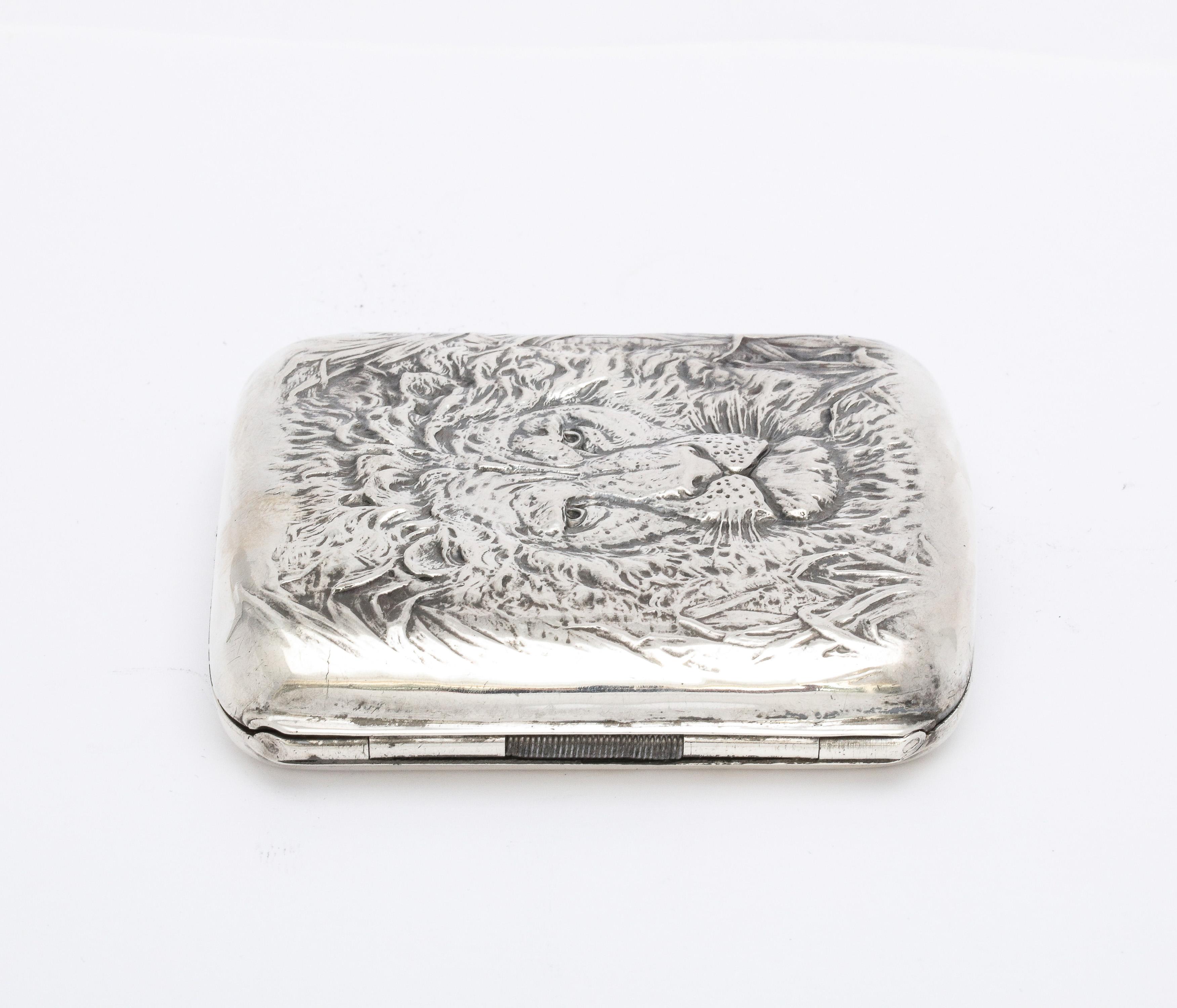  Sterling Silver Lion's Head-Motif Cigarette Case and Matching Cutter 2