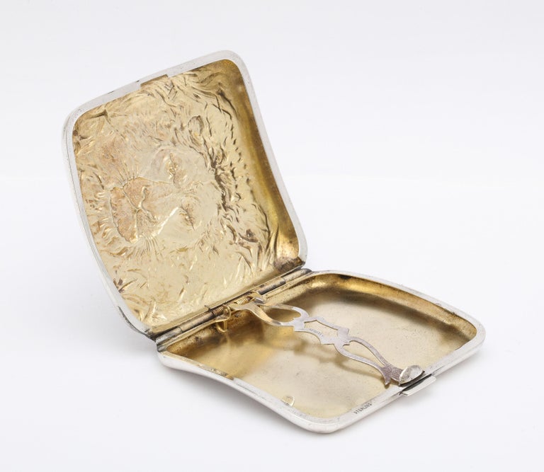 Sterling Silver Lion's Head-Motif Cigarette Case and Matching Cutter at  1stDibs