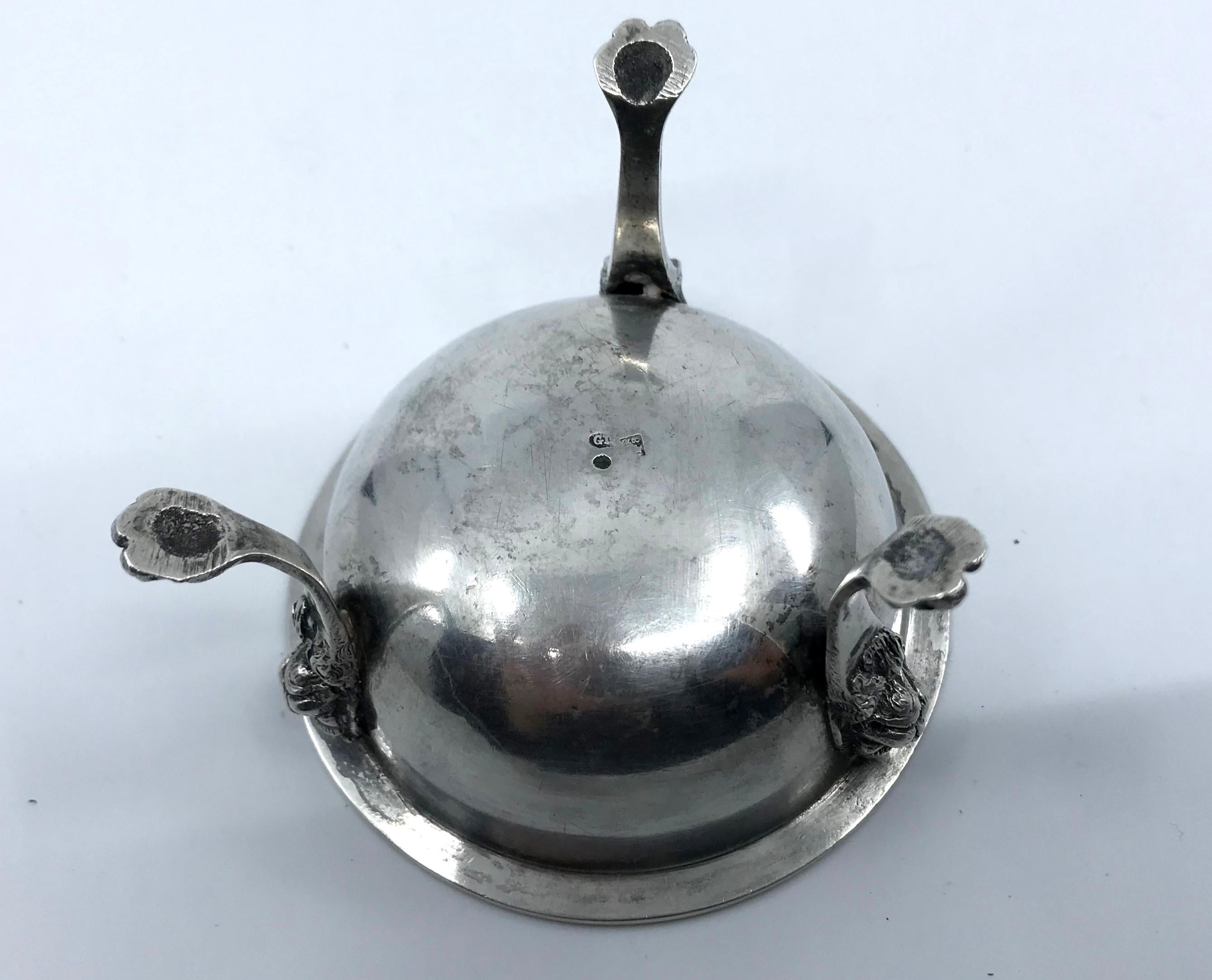 18th Century Sterling Silver Lions' Head Salt For Sale