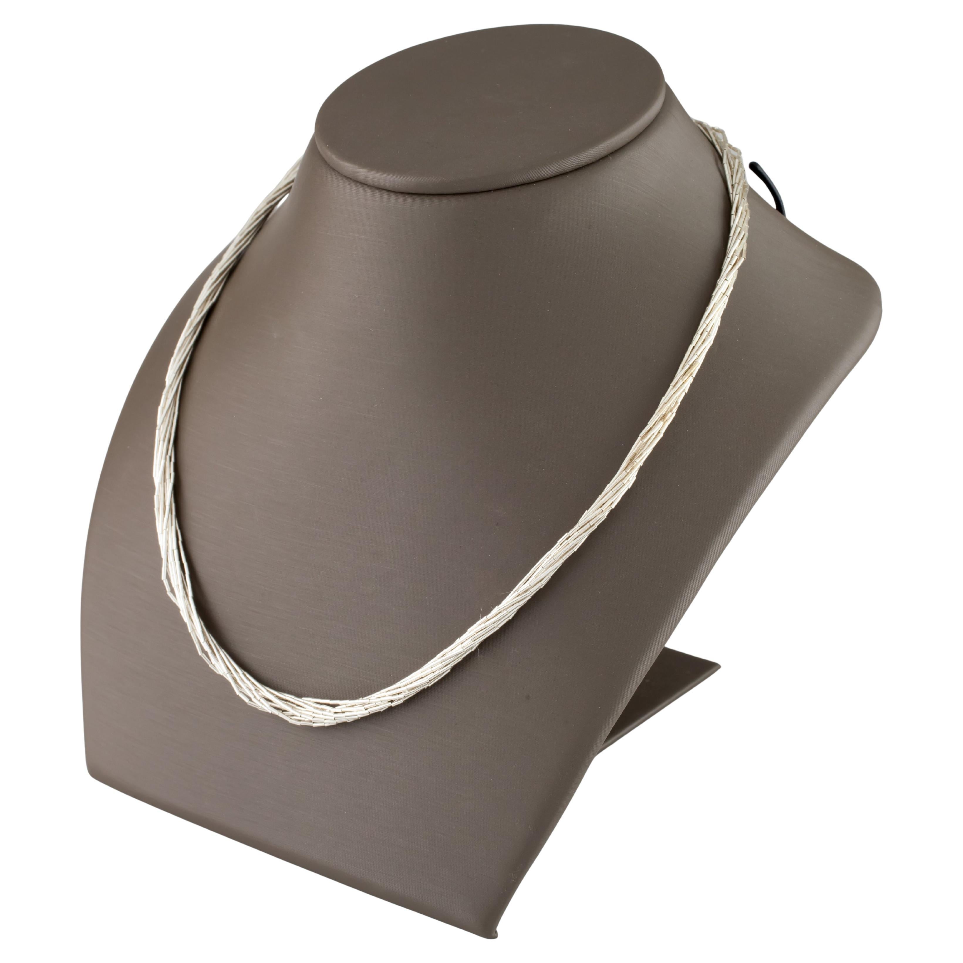 Collar de Plata Líquida de Ley, 10 Filamentos, Tamaño 20 Pulgadas en venta
