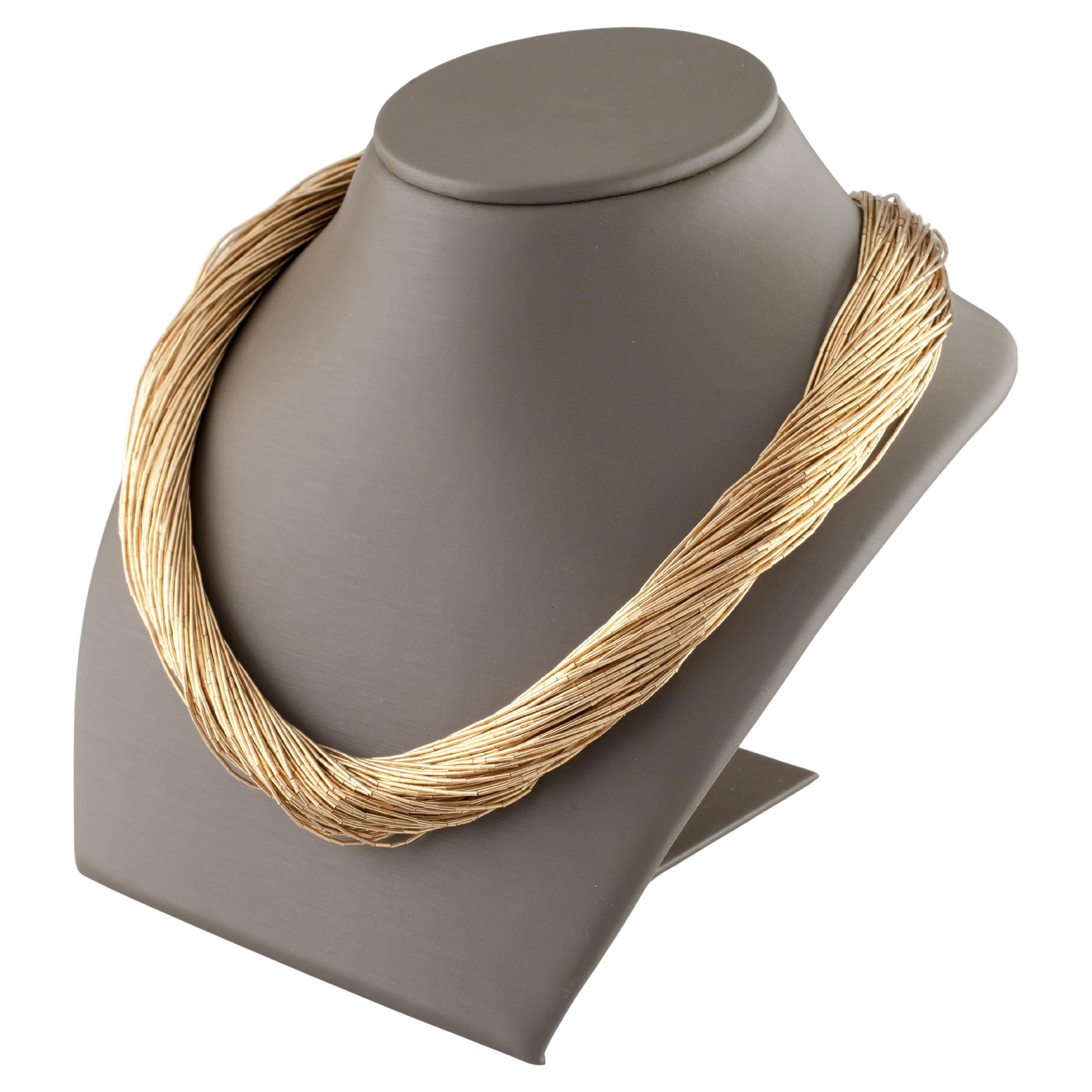 Collana in argento liquido, 100 fili con chiusura a gancio, 23 pollici