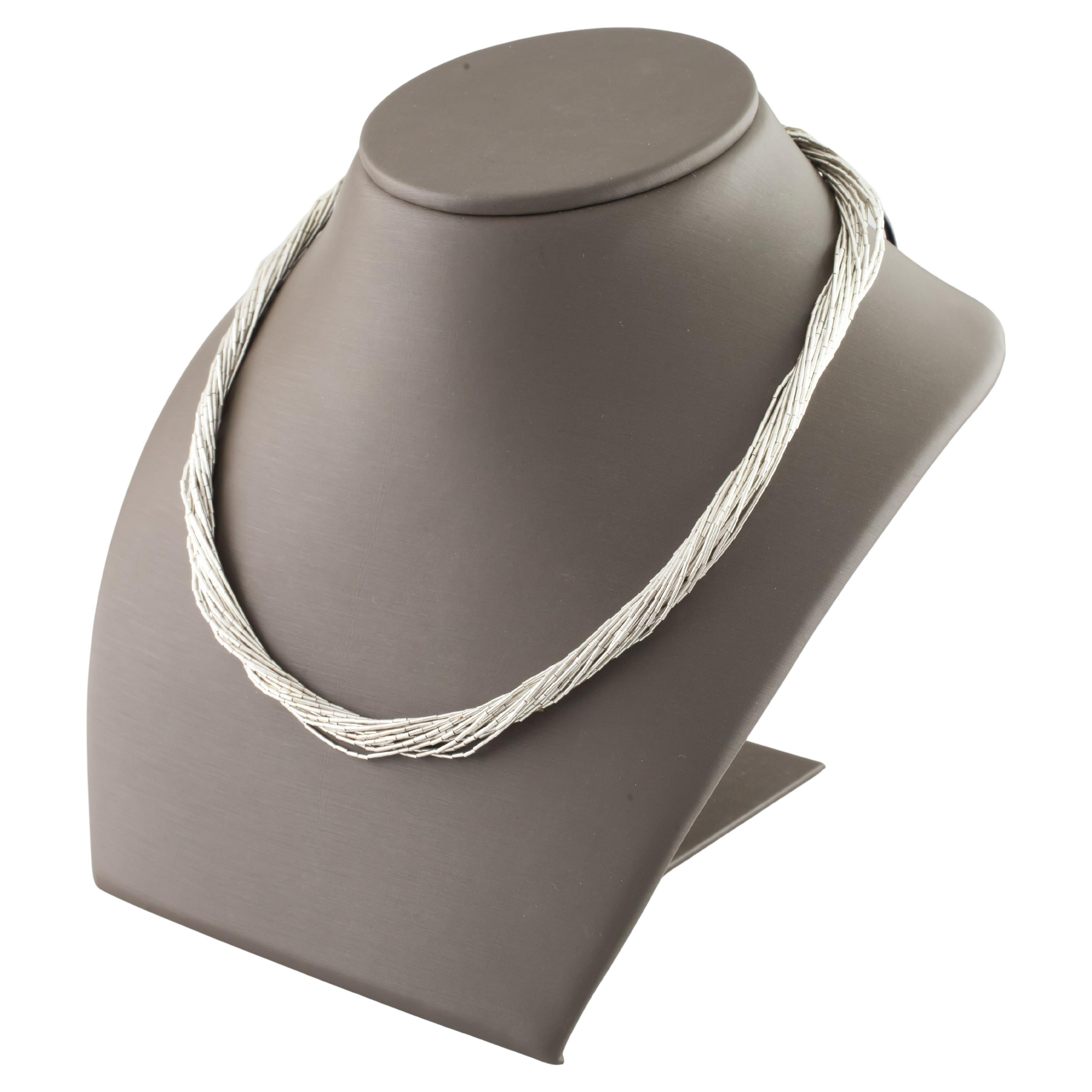 Collana in argento liquido, 20 fili, misura 20 pollici