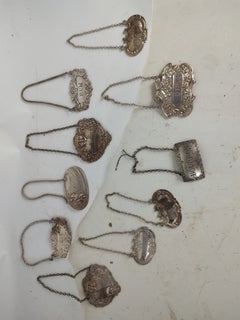 Sterling Silver Liquor Decanter Bottle Name Tags  7 Available