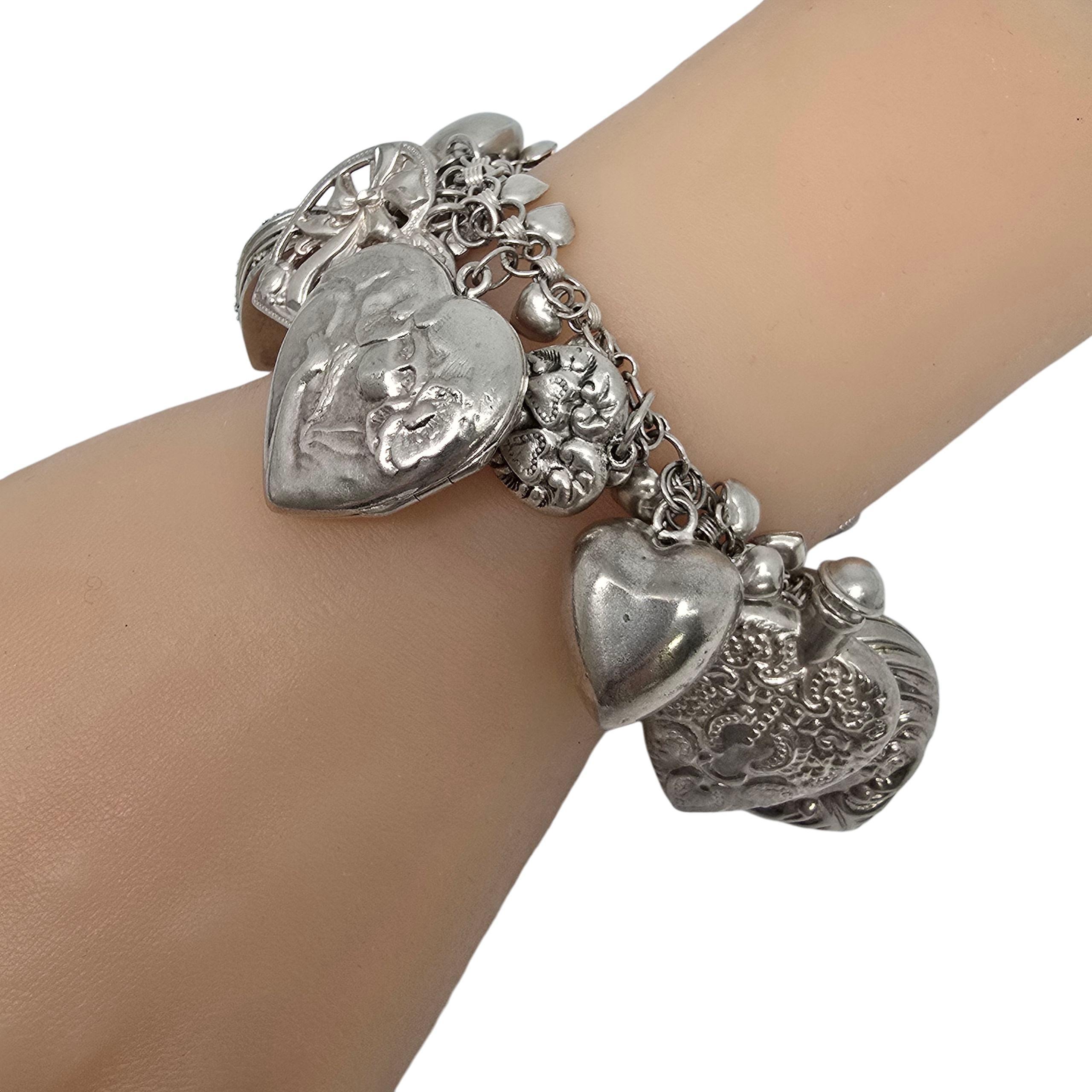 Sterling Silber geladen Puffy Herz Charme Armband #22552 im Angebot 6
