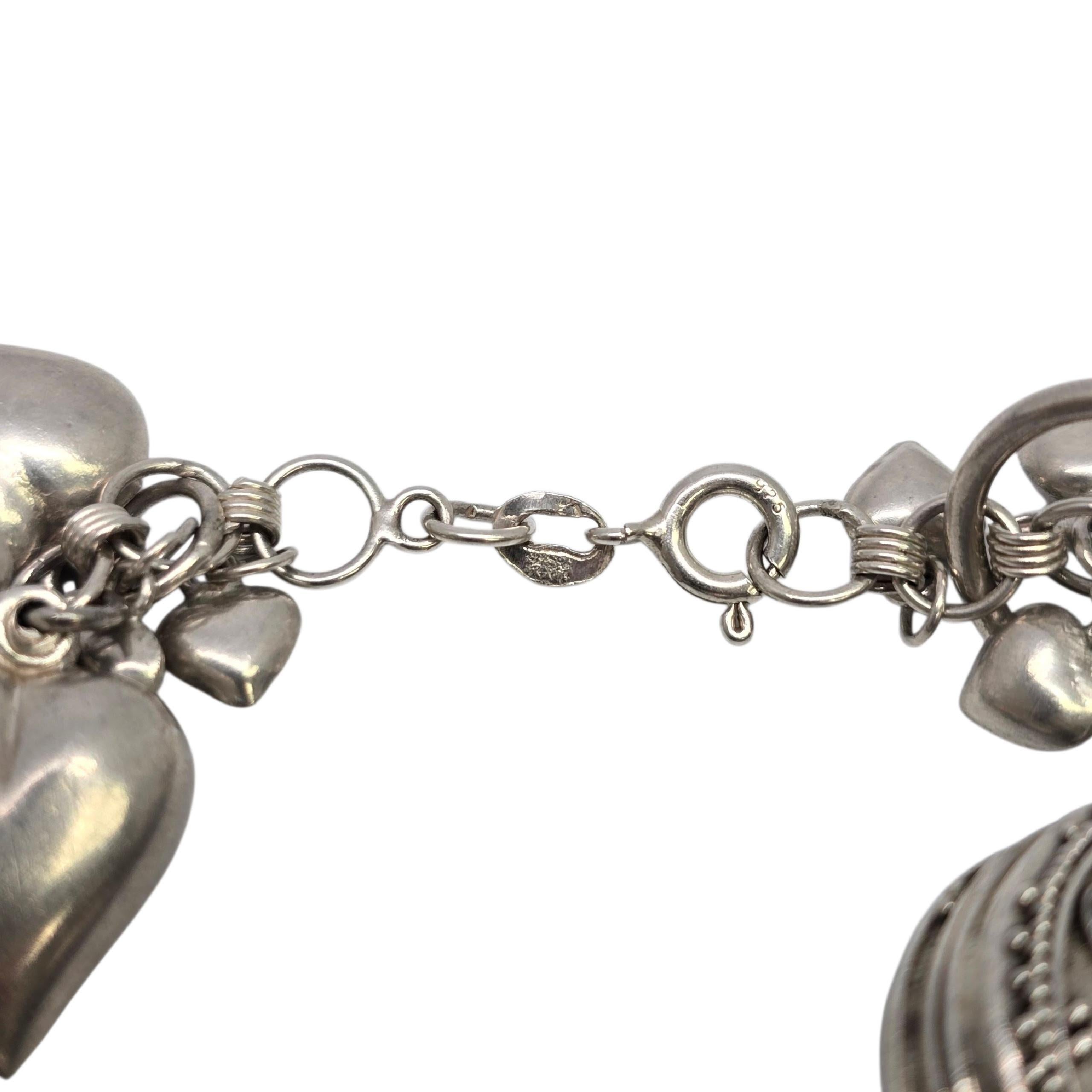 Sterling Silber geladen Puffy Herz Charme Armband #22552 im Angebot 3